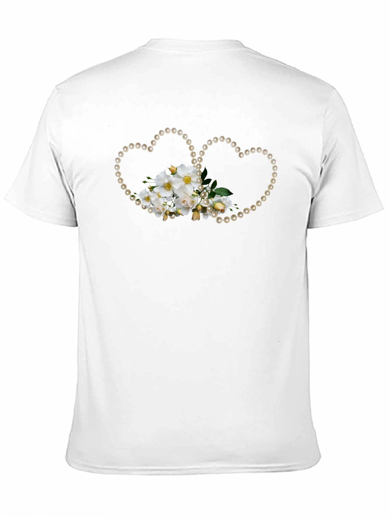 Floral Heart Pearl T-Shirt - Black