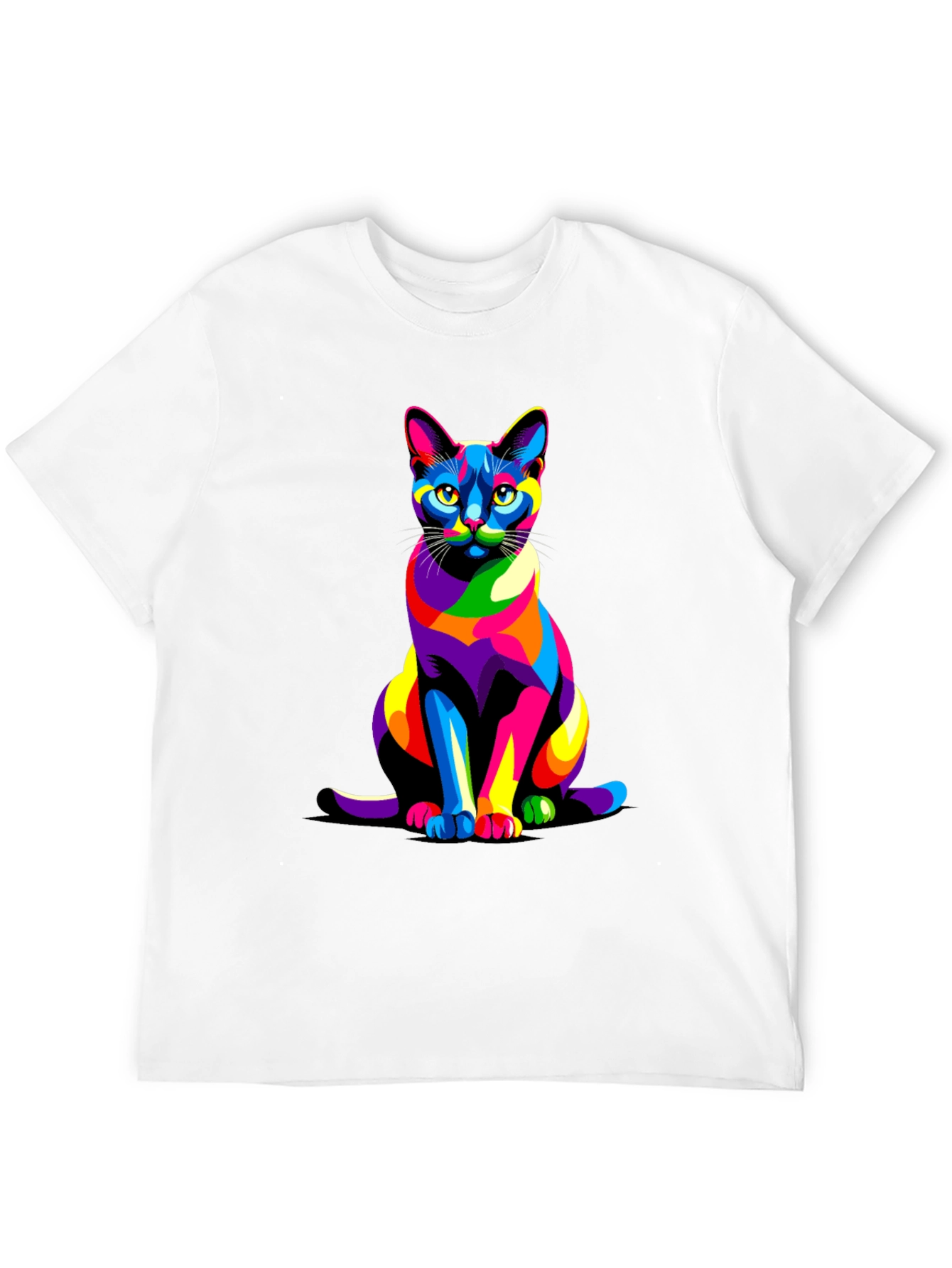Colorful Cat Graphic T-Shirt