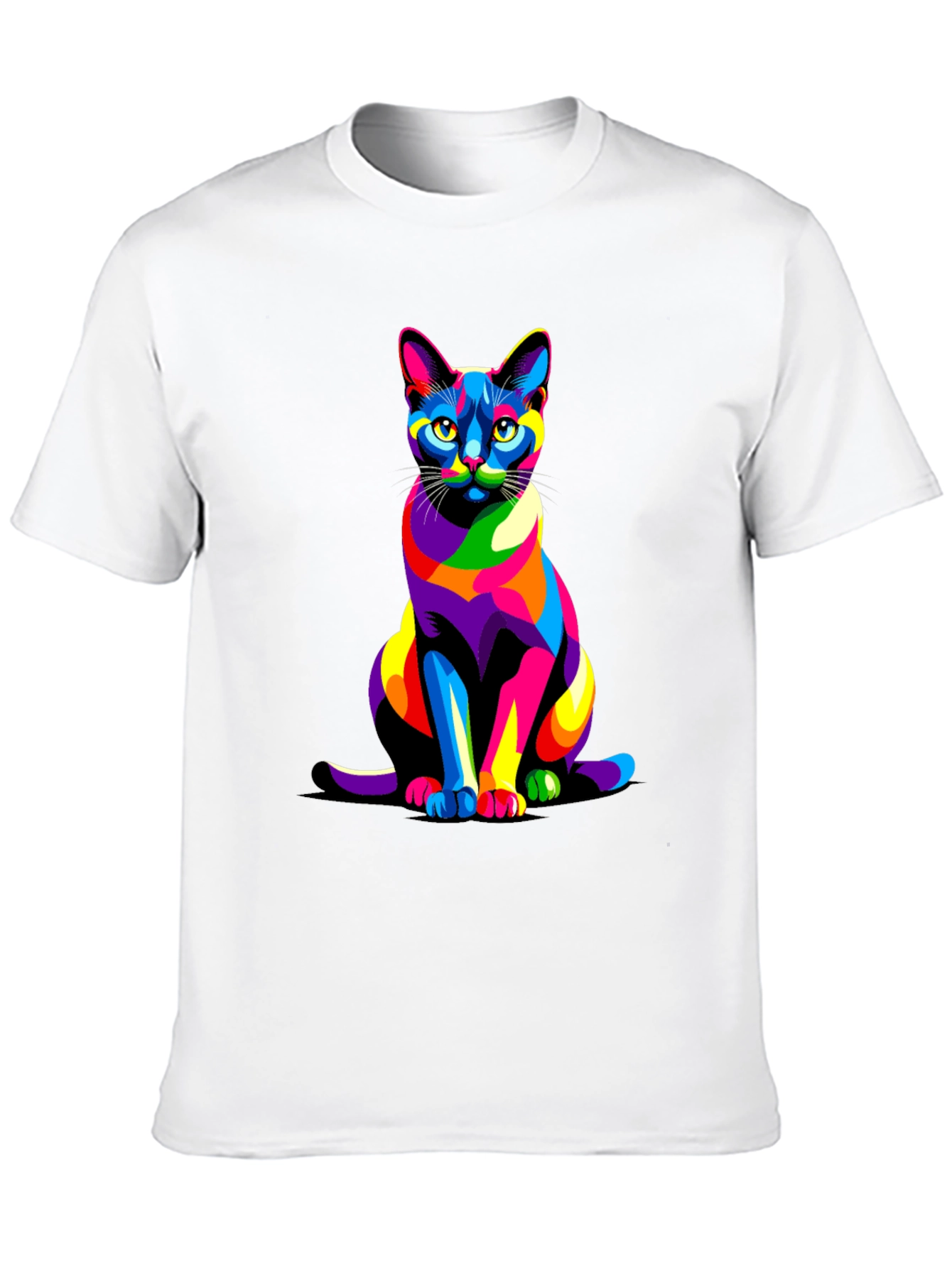 Colorful Cat Graphic T-Shirt