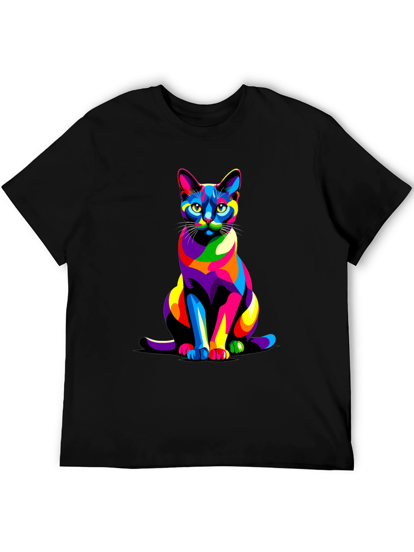 Colorful Cat Graphic T-Shirt