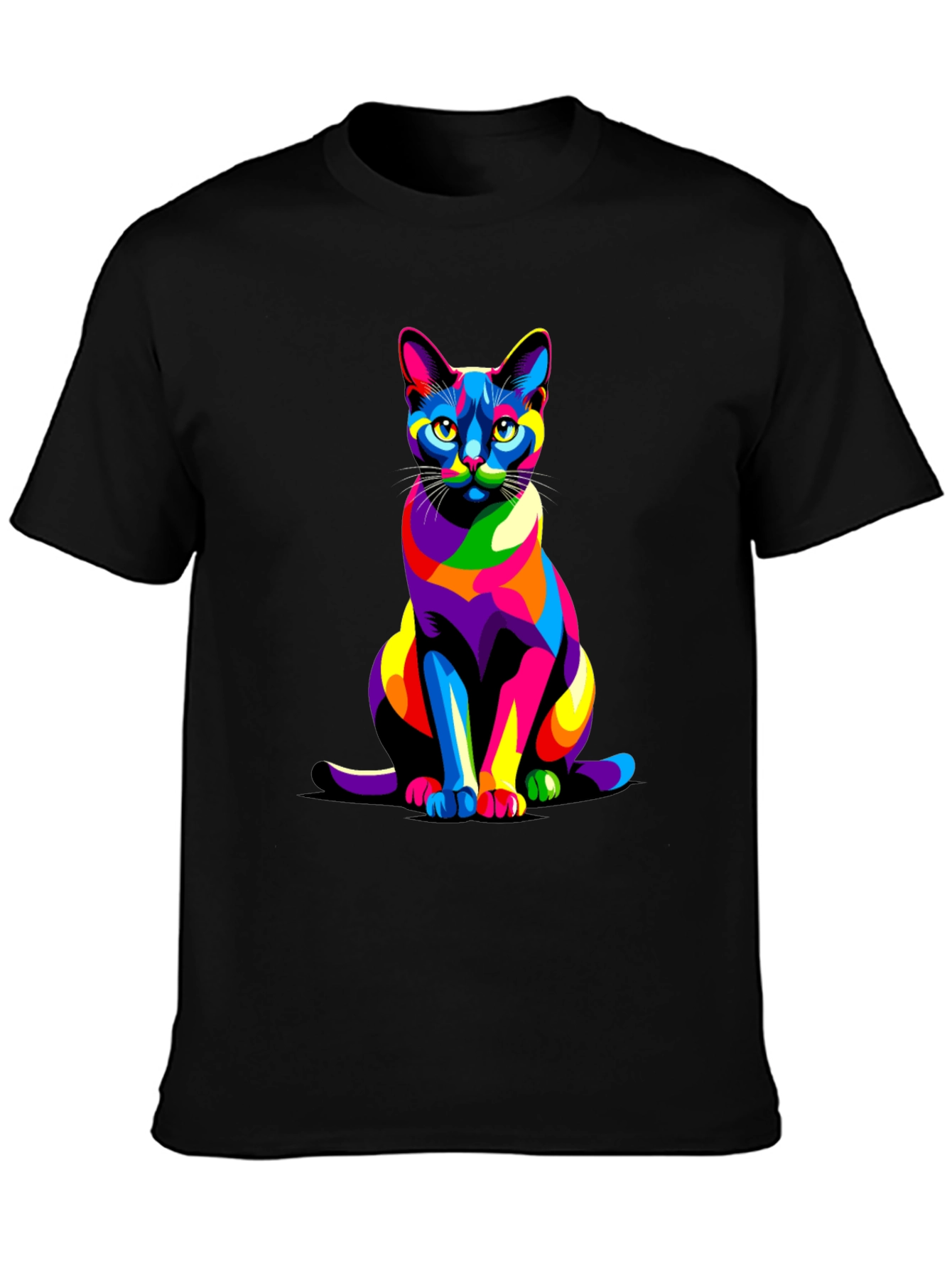 Colorful Cat Graphic T-Shirt
