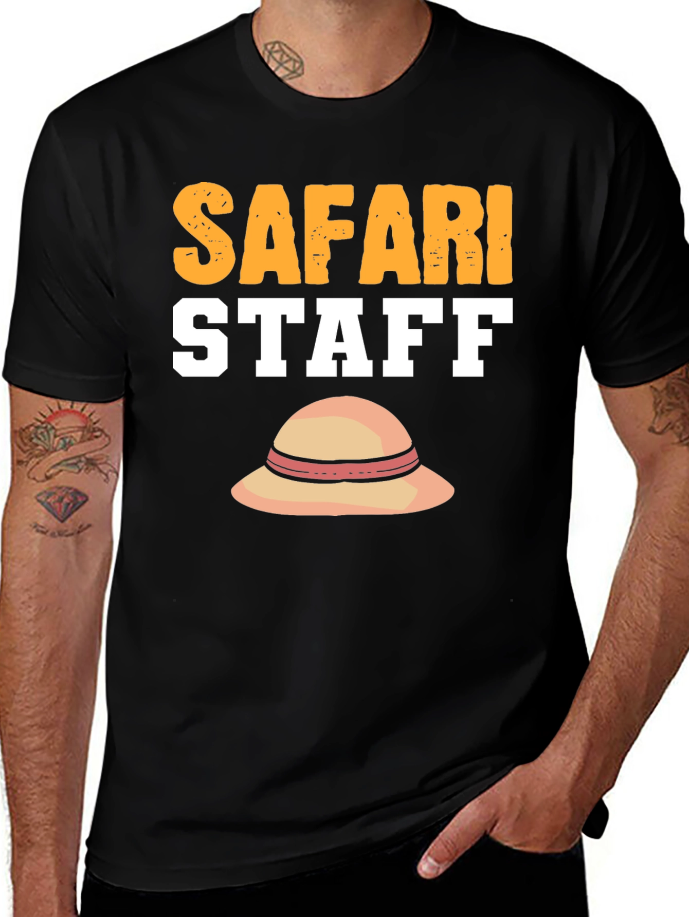 Safari Staff T-Shirt with Sun Hat Graphic