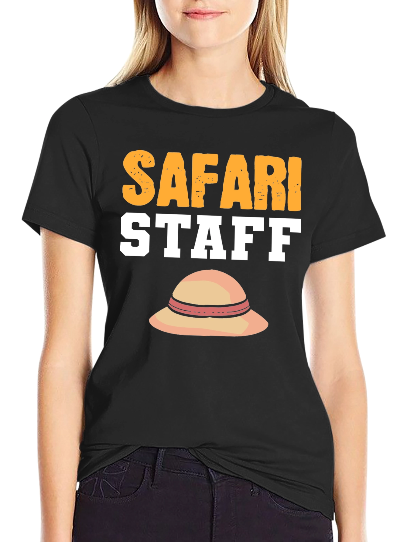 Safari Staff T-Shirt with Sun Hat Graphic