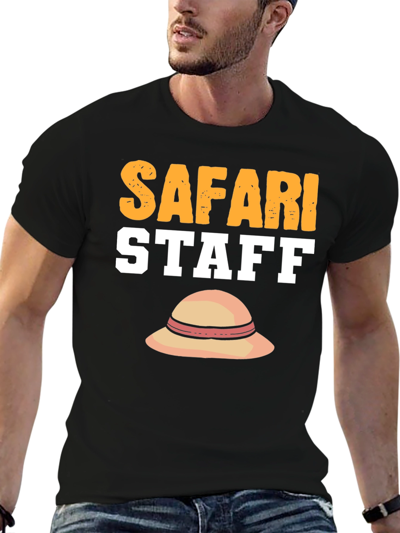 Safari Staff T-Shirt with Sun Hat Graphic