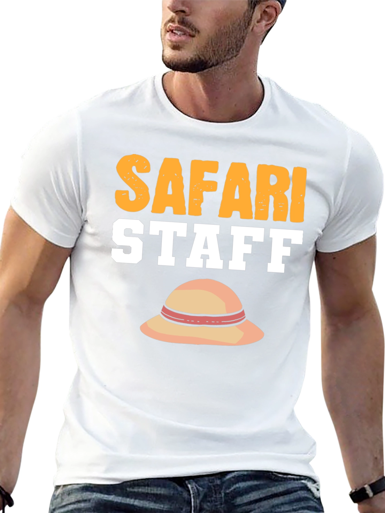 Safari Staff T-Shirt with Sun Hat Graphic