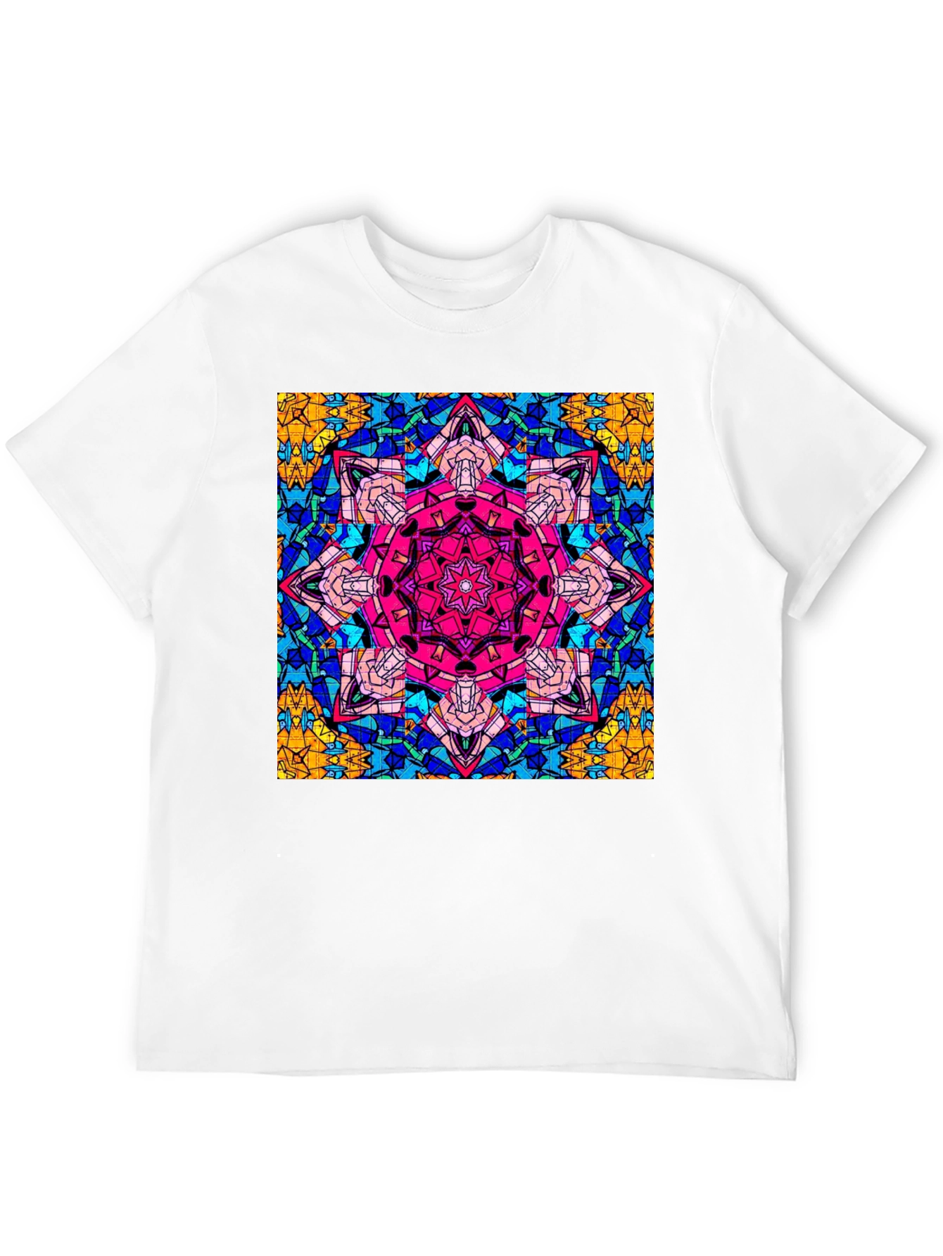 Geometric Mandala Print Black T-Shirt