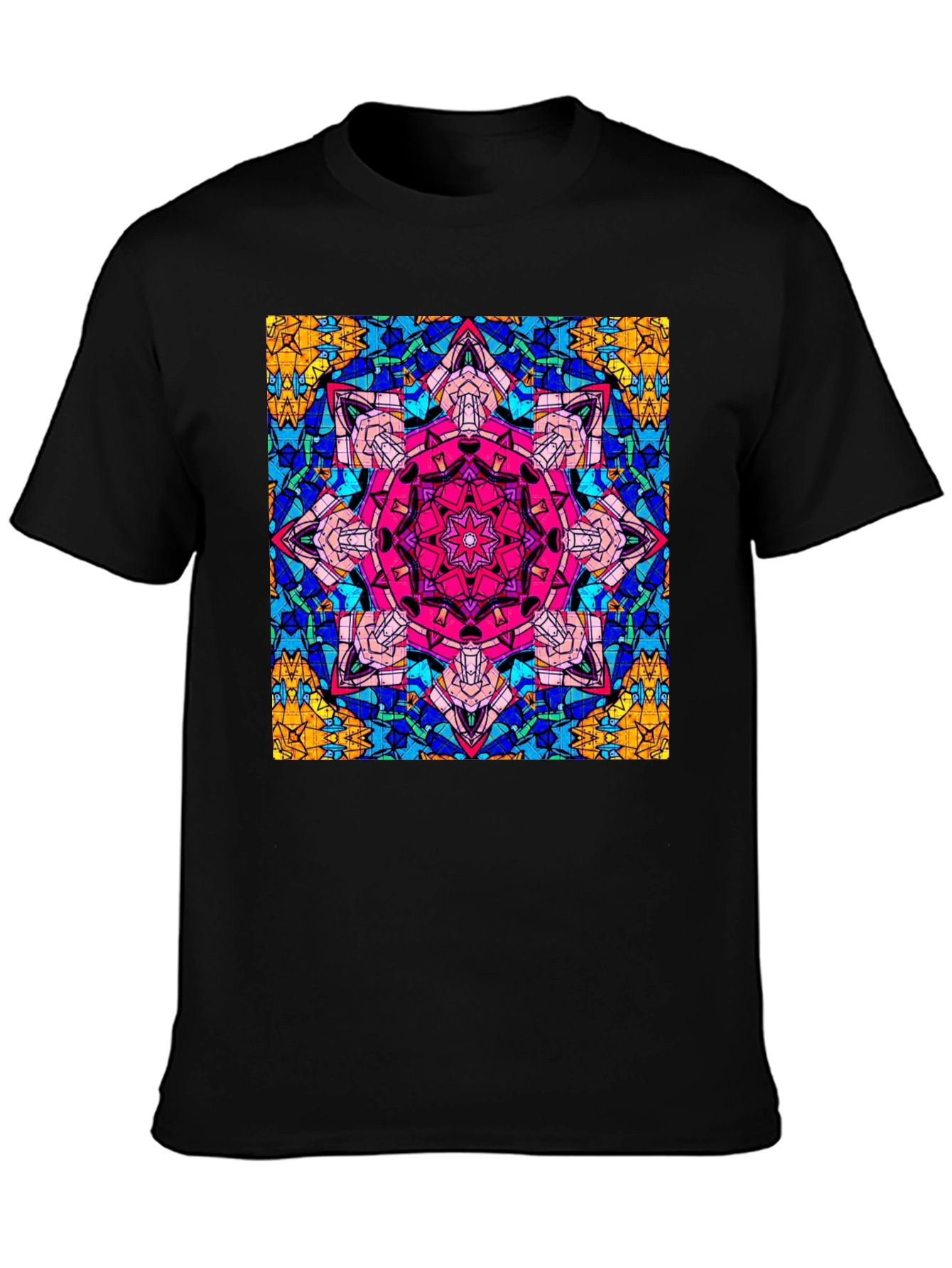Geometric Mandala Print Black T-Shirt