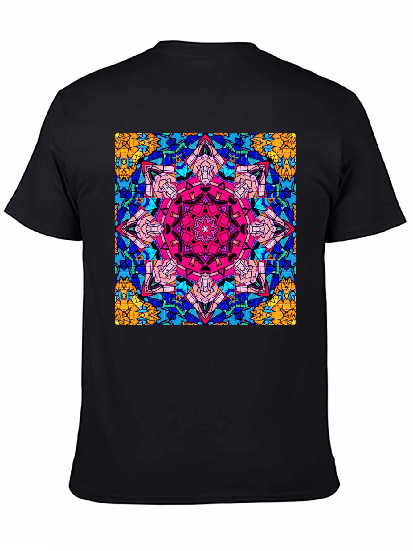 Geometric Mandala Print Black T-Shirt