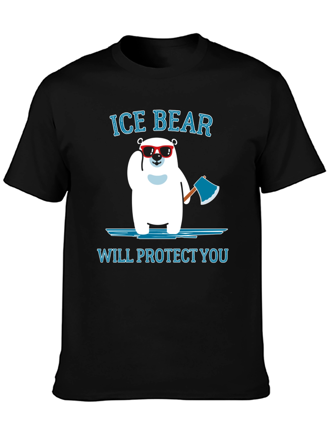 Ice Bear Will Protect You Black T-Shirt