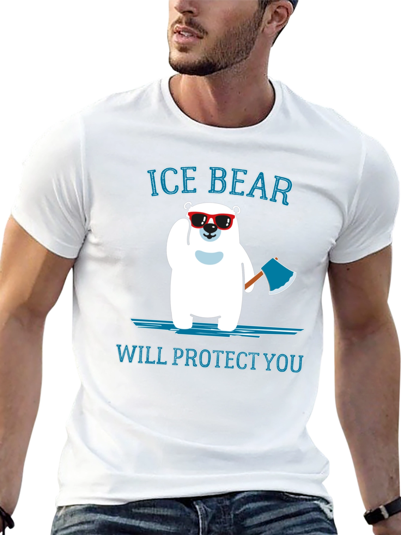 Ice Bear Will Protect You Black T-Shirt