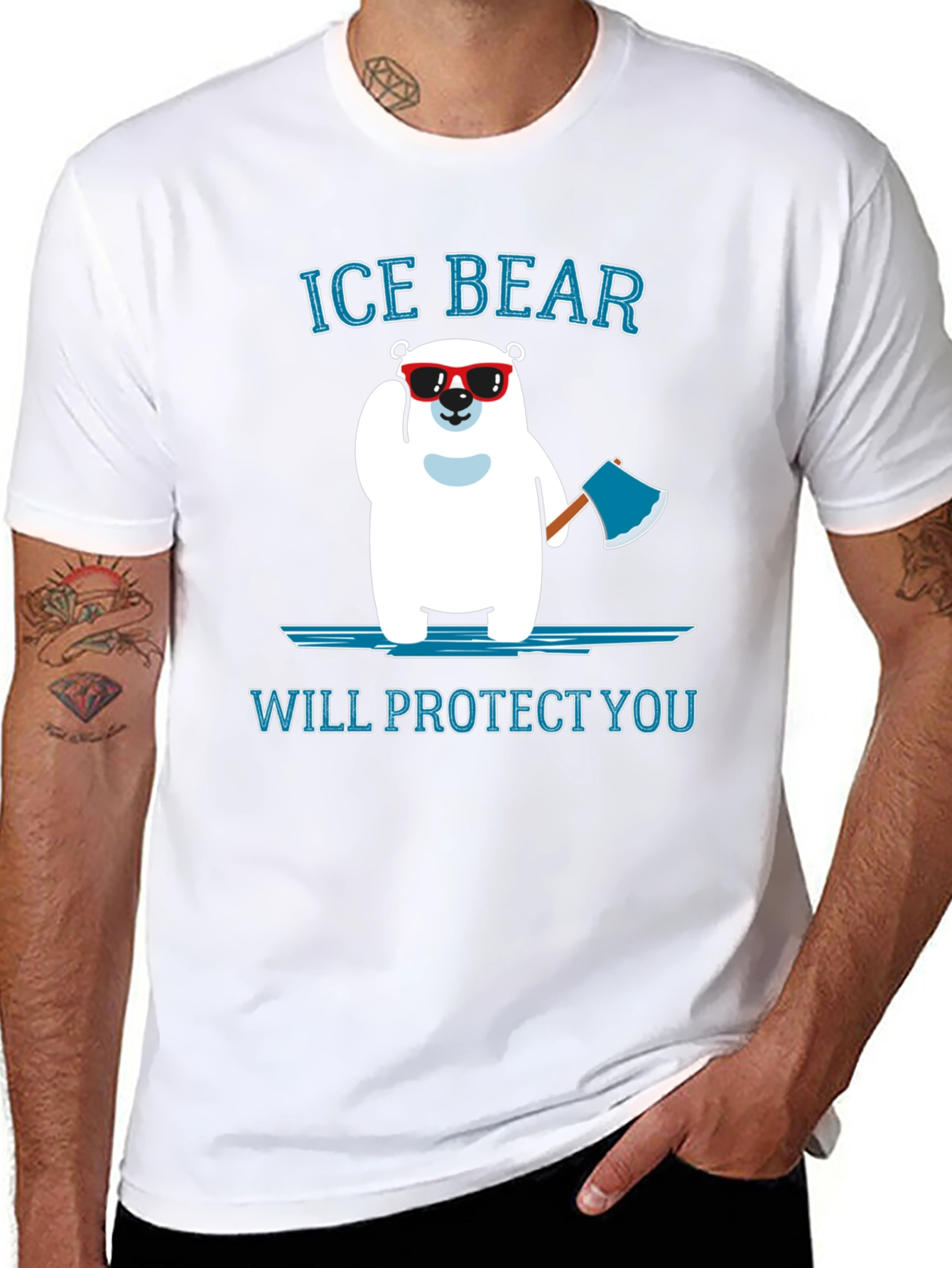 Ice Bear Will Protect You Black T-Shirt