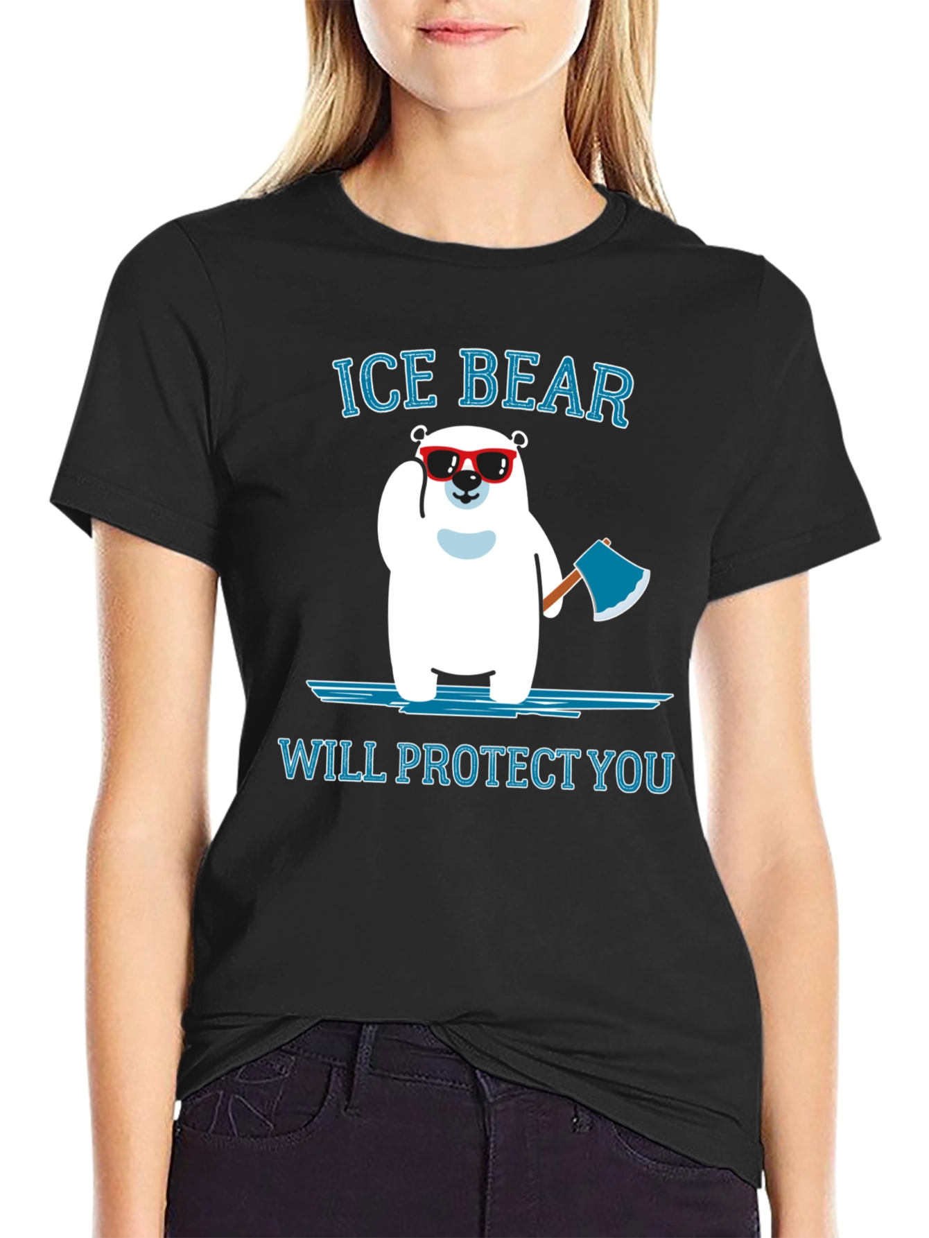 Ice Bear Will Protect You Black T-Shirt