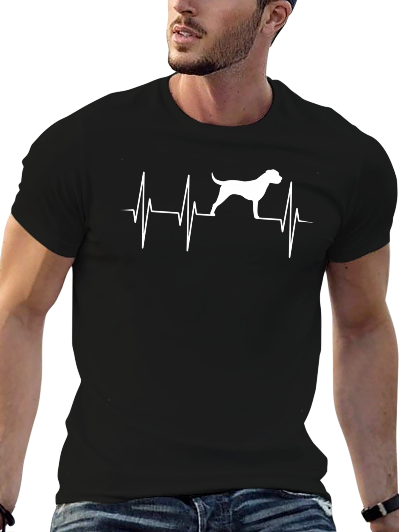 Dog Heartbeat T-Shirt - Black Graphic Tee