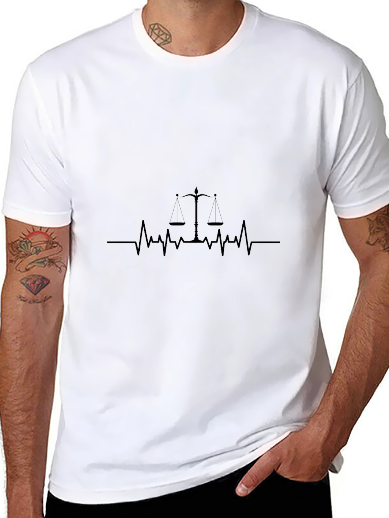 Lawyer Heartbeat T-Shirt - Scales of Justice Design