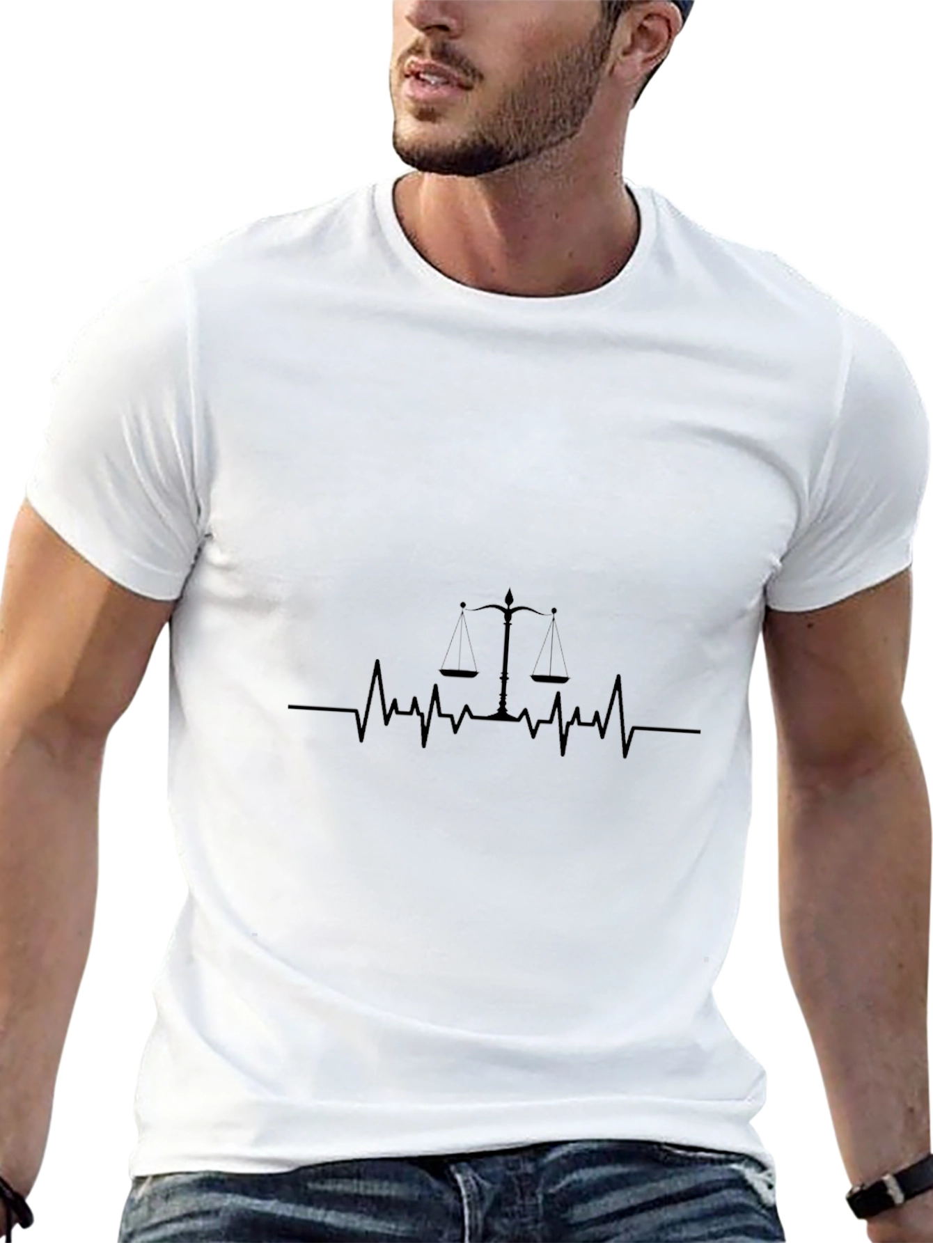 Lawyer Heartbeat T-Shirt - Scales of Justice Design