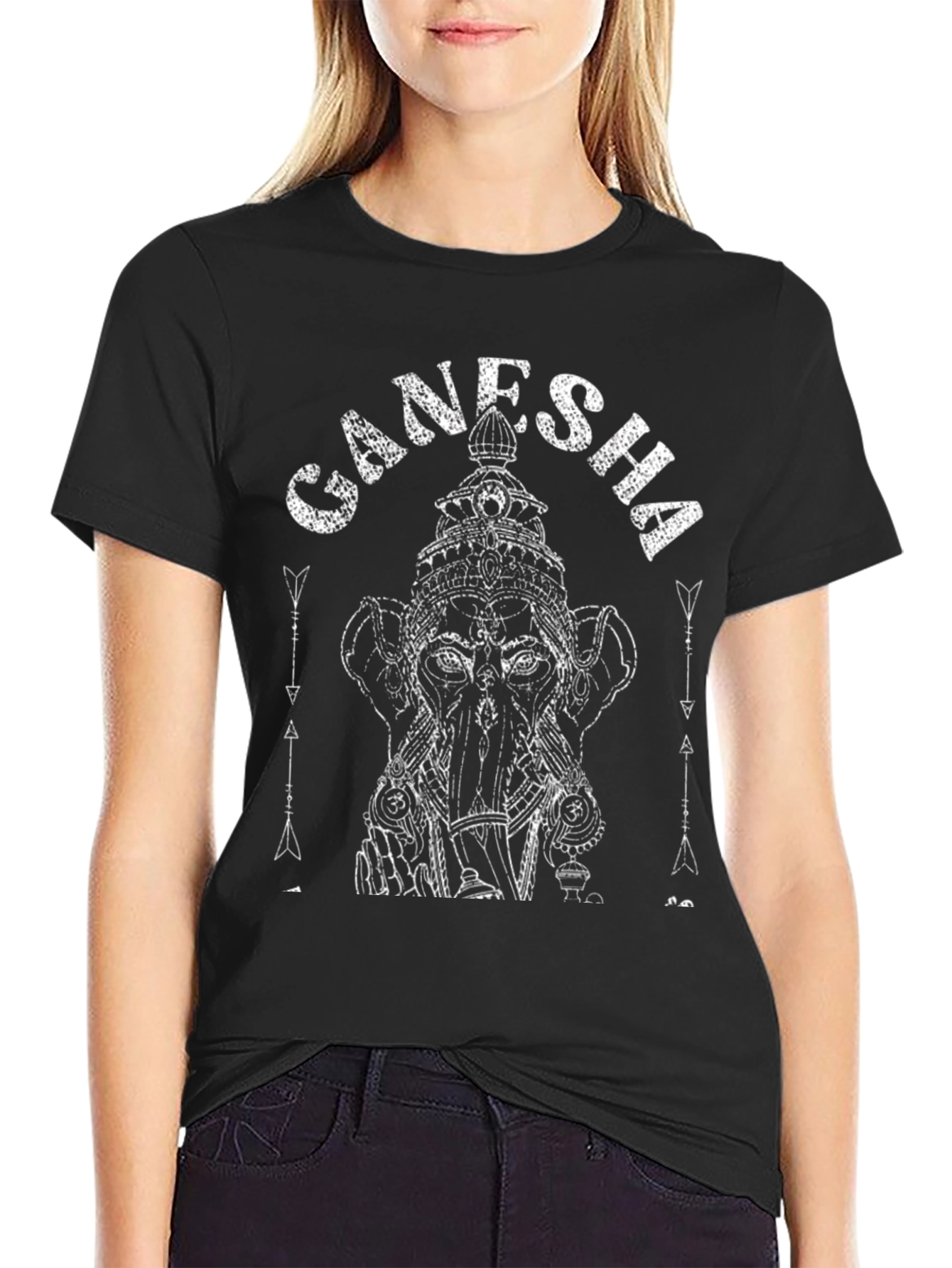 Ganesha Graphic Print Black T-Shirt