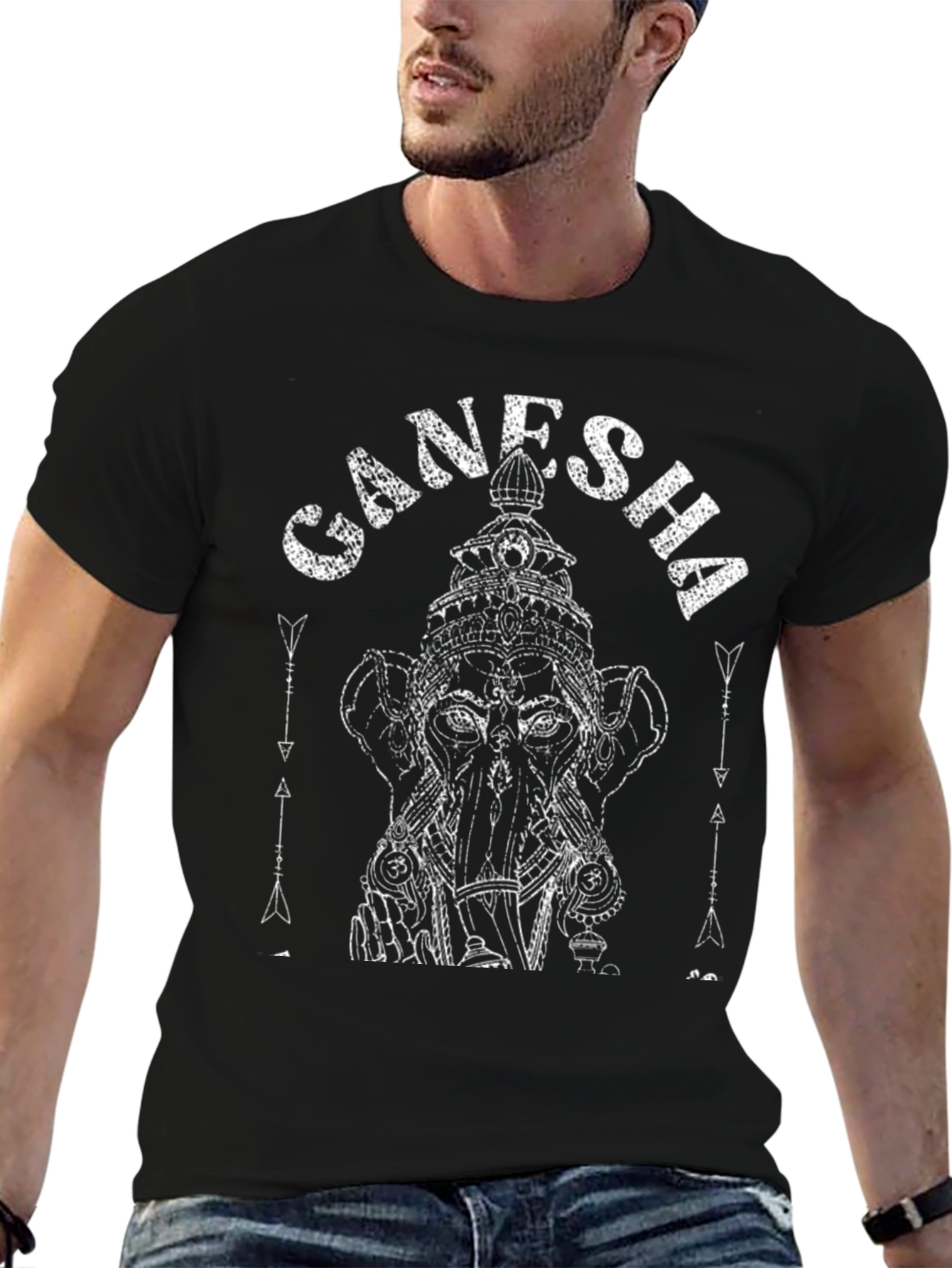 Ganesha Graphic Print Black T-Shirt