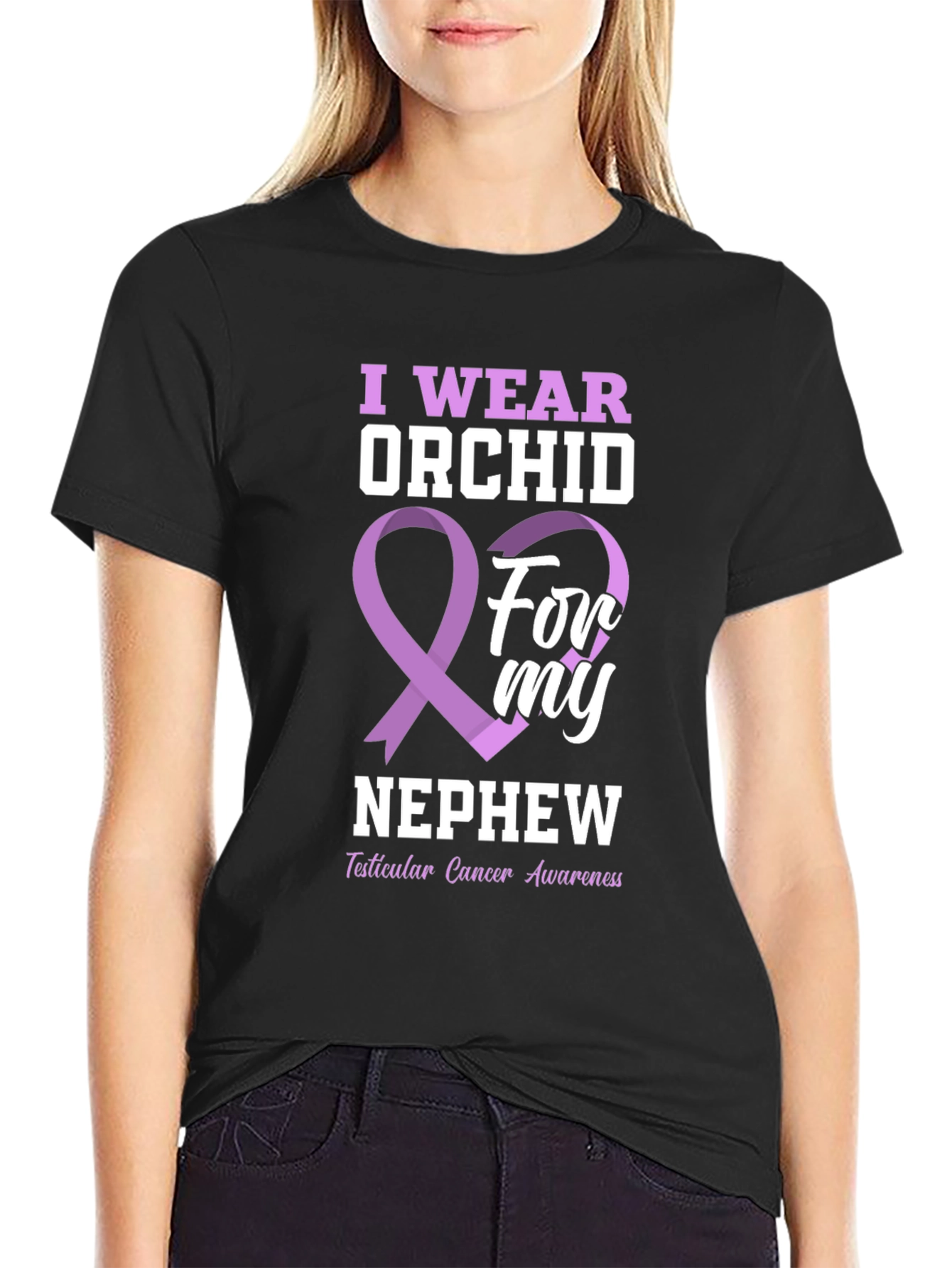 Orchid Ribbon T-Shirt - Testicular Cancer Awareness