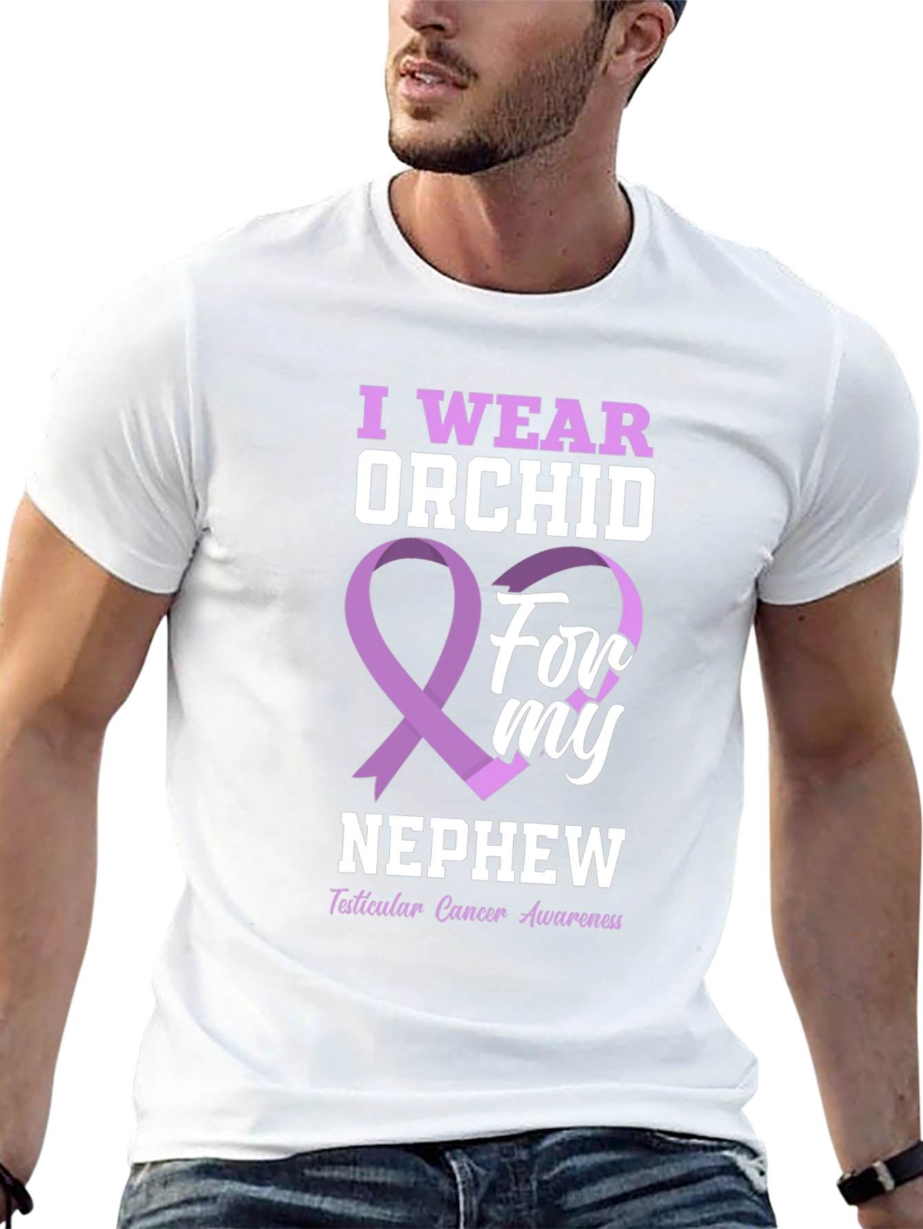 Orchid Ribbon T-Shirt - Testicular Cancer Awareness