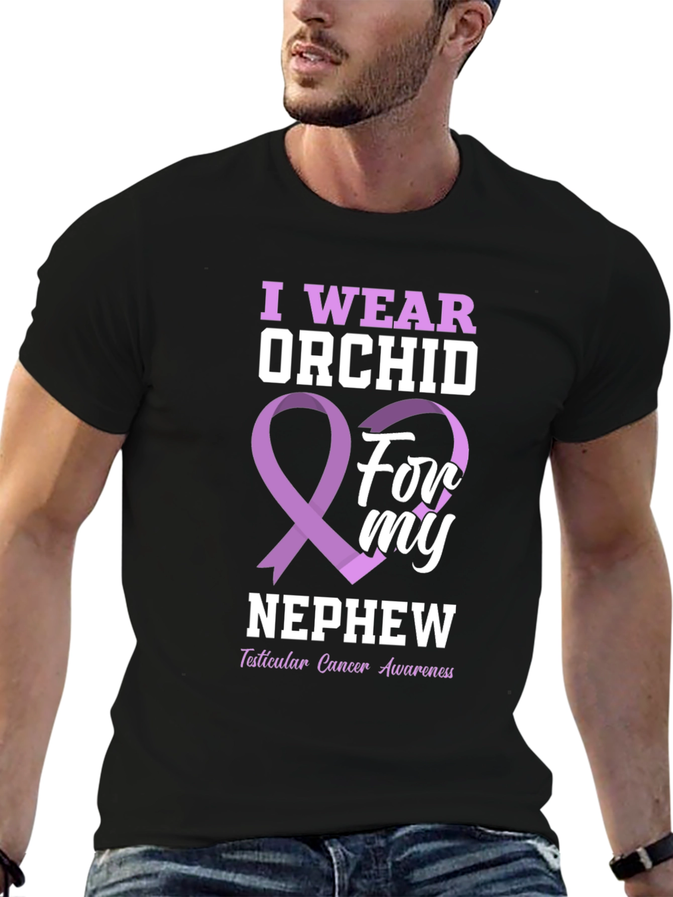 Orchid Ribbon T-Shirt - Testicular Cancer Awareness