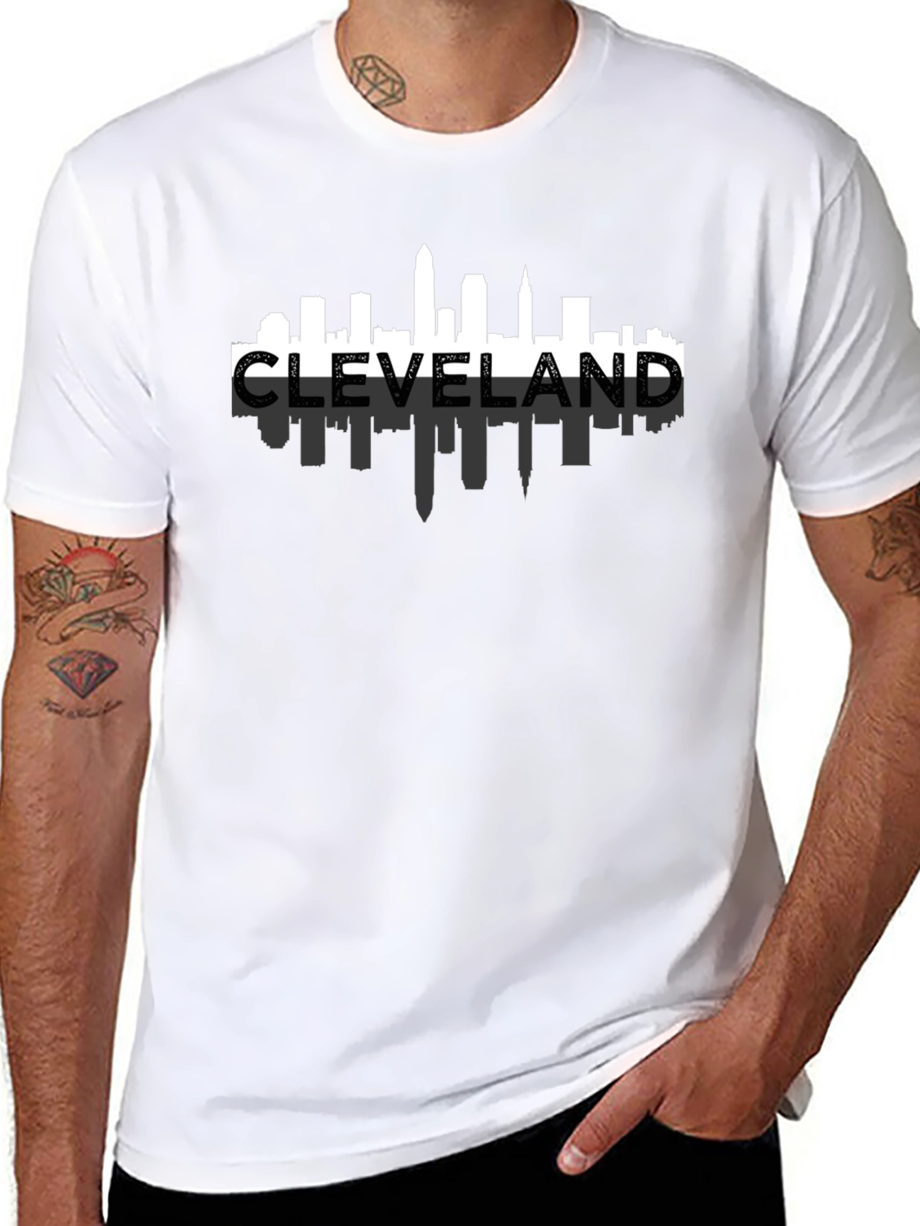 Cleveland Skyline Graphic Tee - Black Cotton Shirt