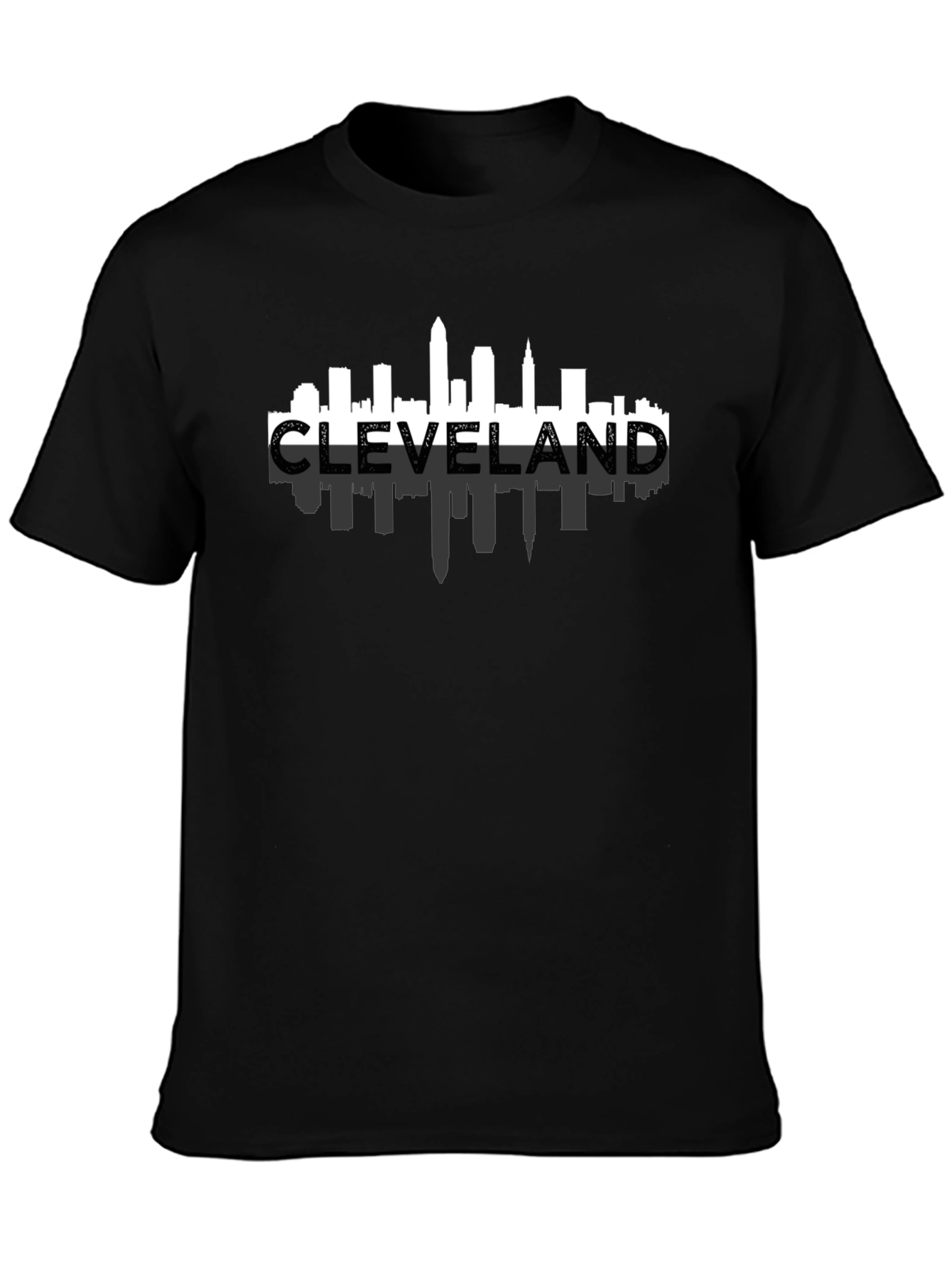 Cleveland Skyline Graphic Tee - Black Cotton Shirt