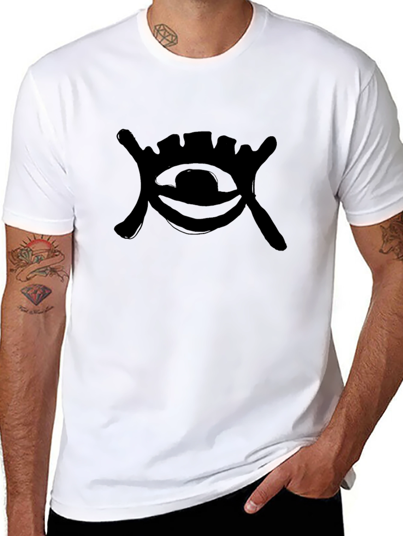 Mens Black Graphic Tee - Eye Design