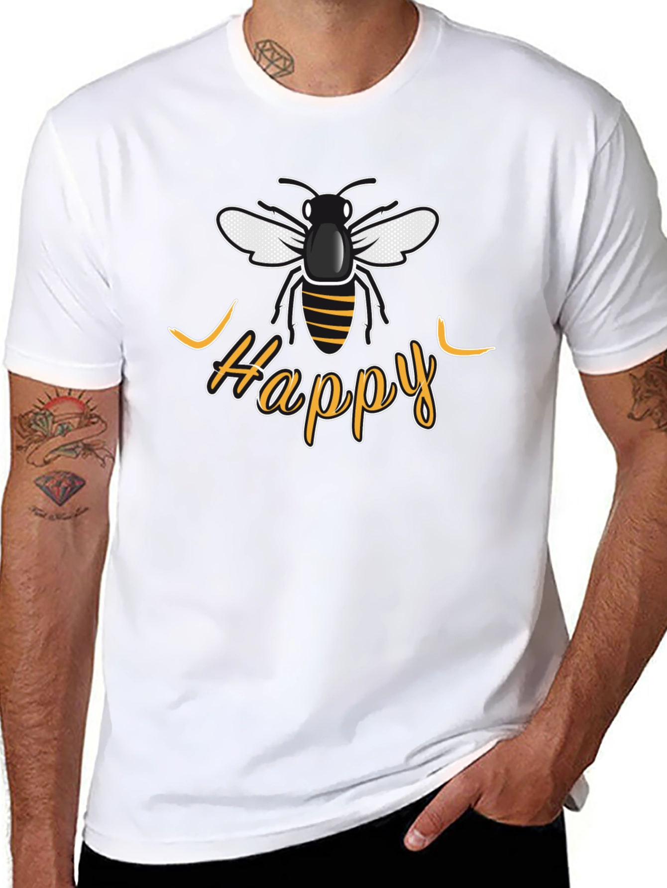 Be Happy Bee Graphic T-Shirt