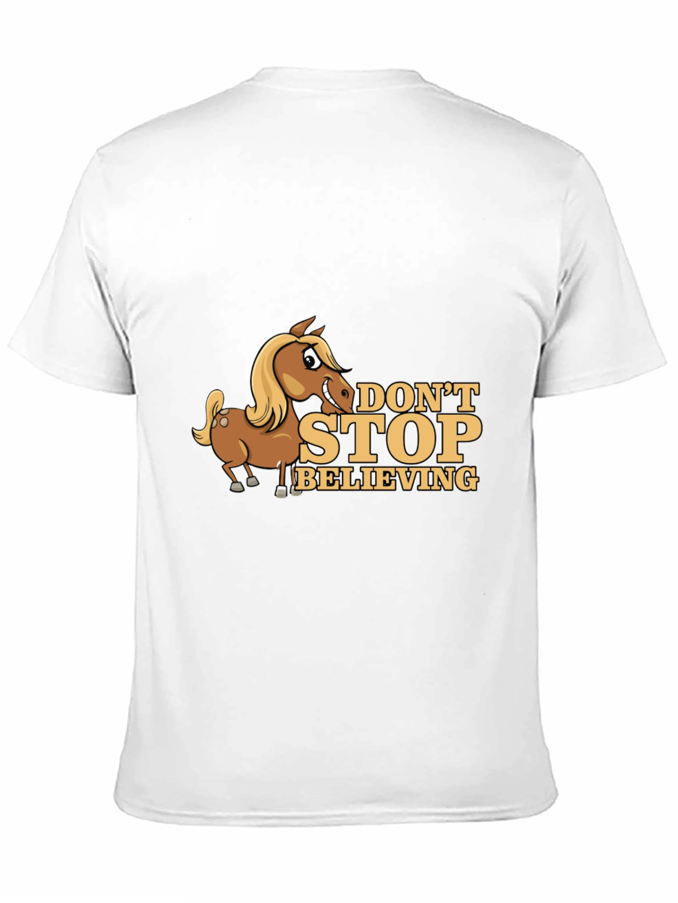 Dont Stop Believing Horse Cartoon Black T-Shirt