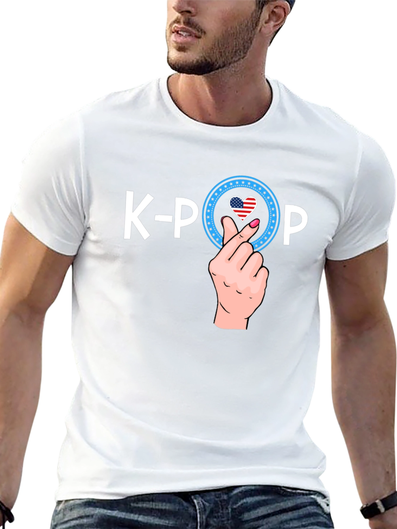 K-Pop USA Heart Hand Sign T-Shirt