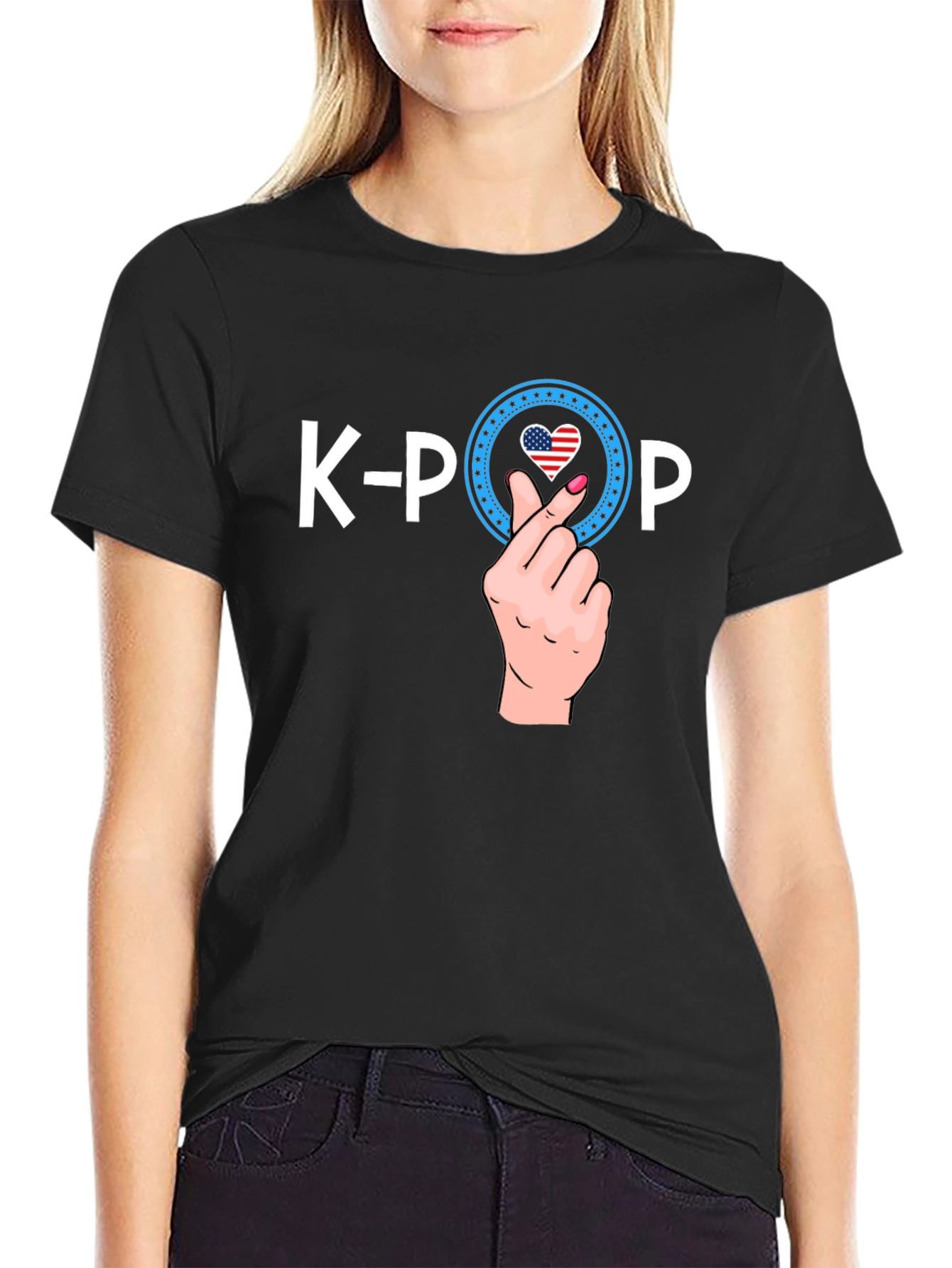 K-Pop USA Heart Hand Sign T-Shirt