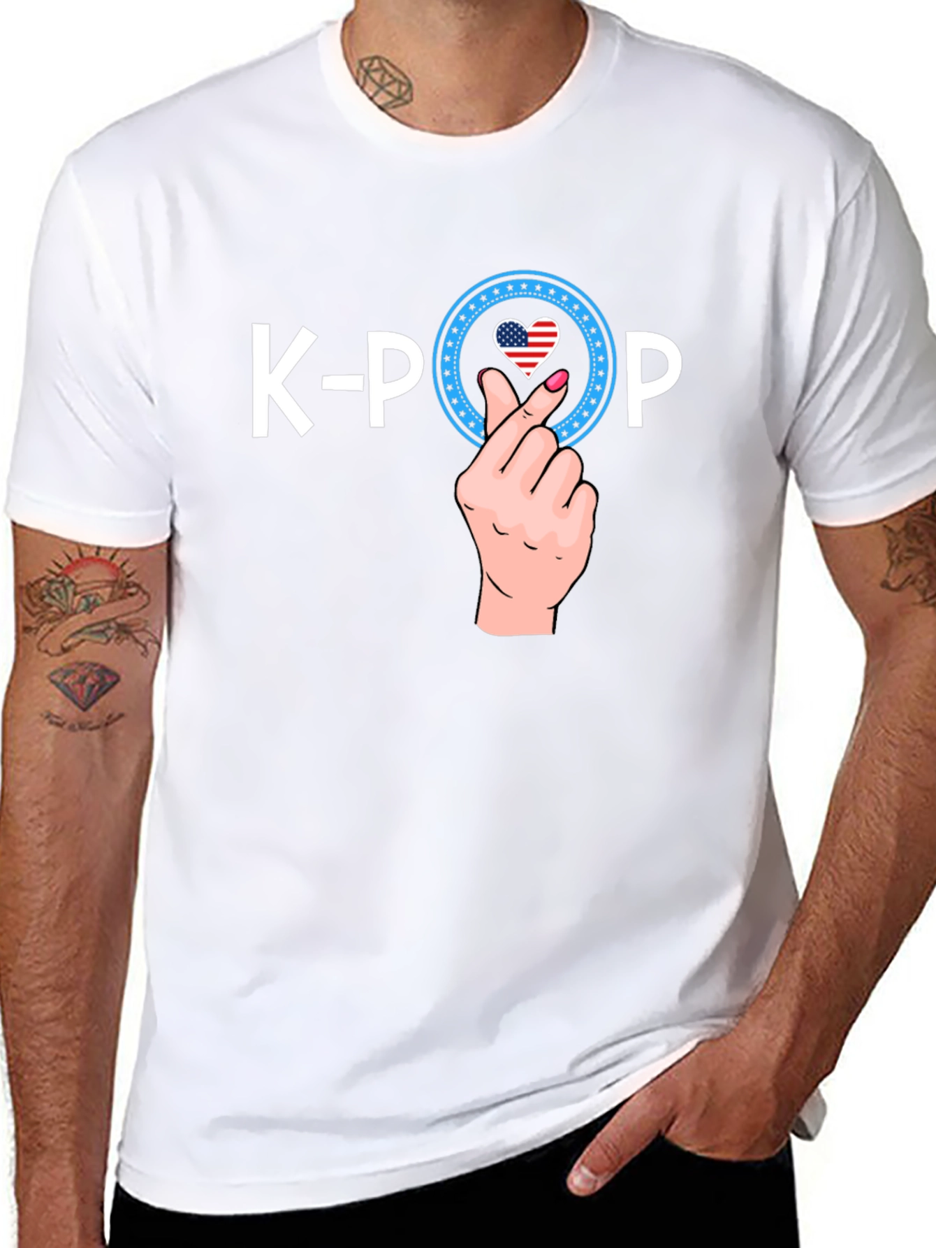 K-Pop USA Heart Hand Sign T-Shirt