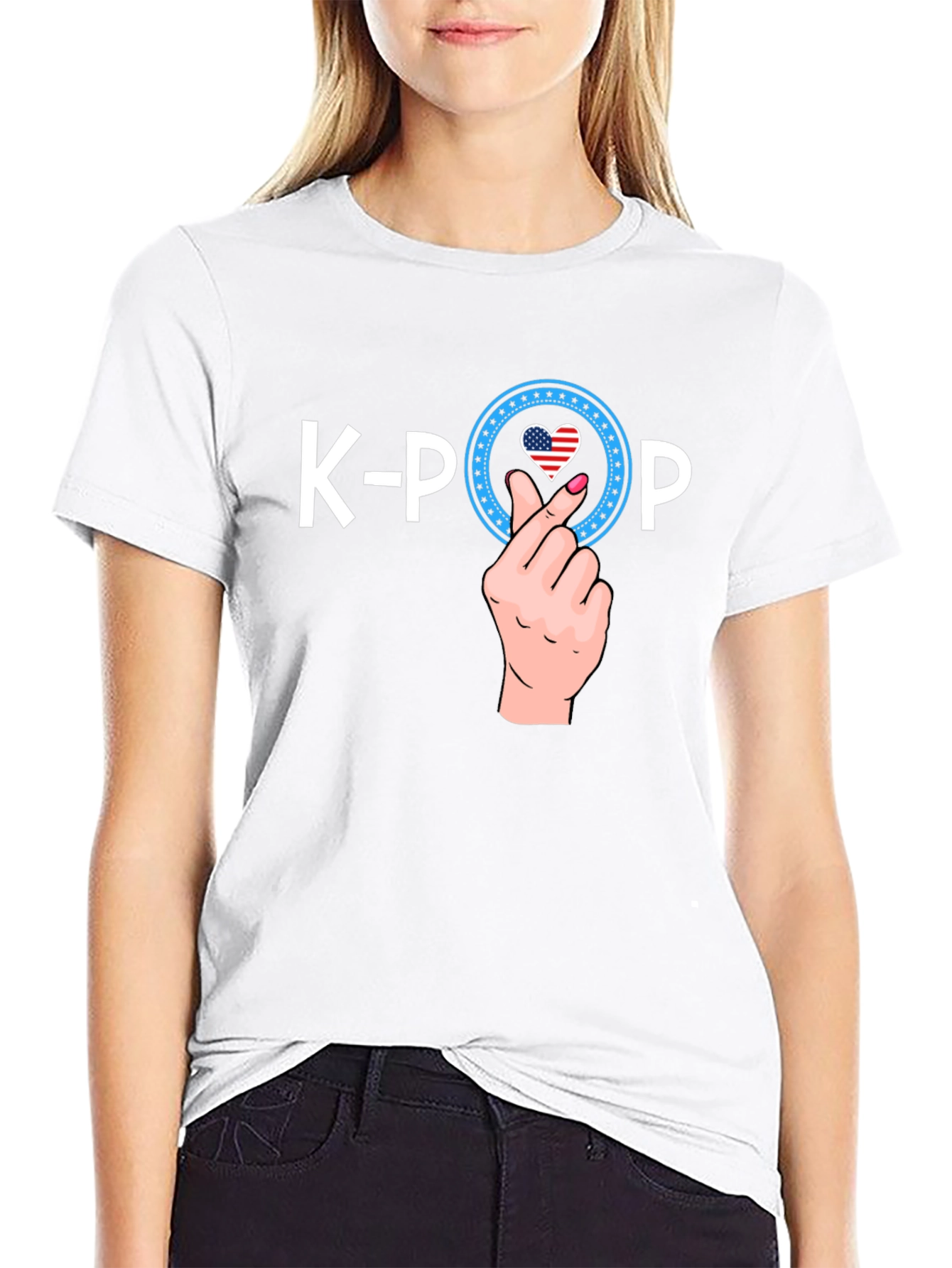 K-Pop USA Heart Hand Sign T-Shirt