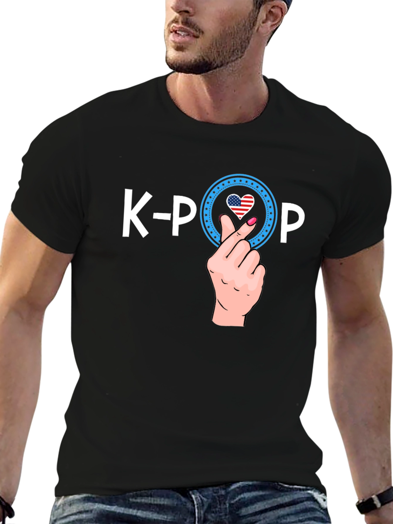 K-Pop USA Heart Hand Sign T-Shirt