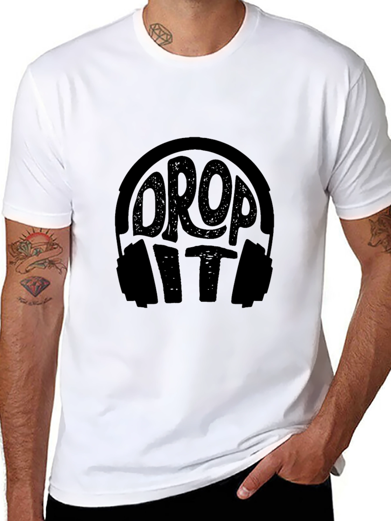 Drop It Headphones Graphic Black T-Shirt