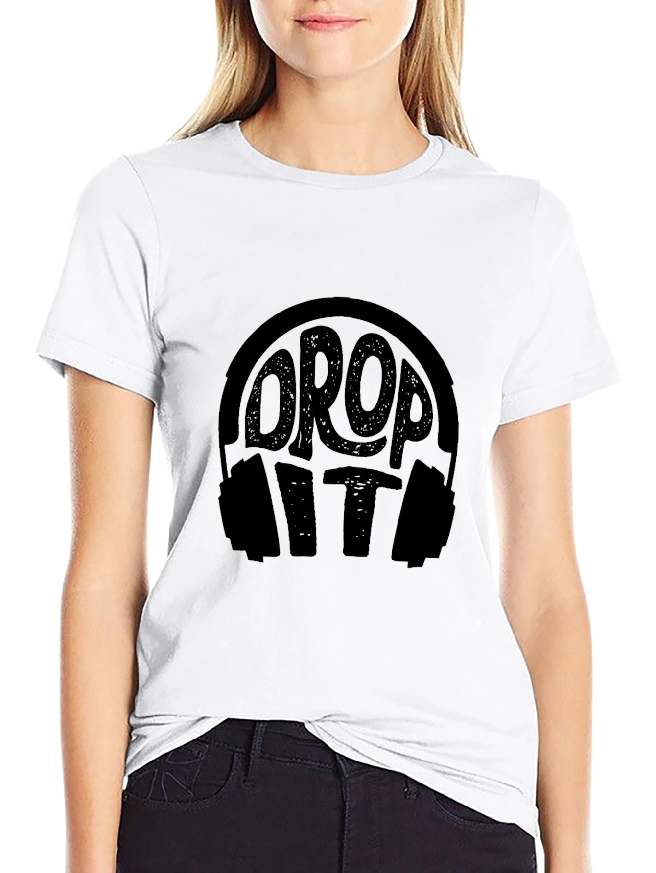 Drop It Headphones Graphic Black T-Shirt
