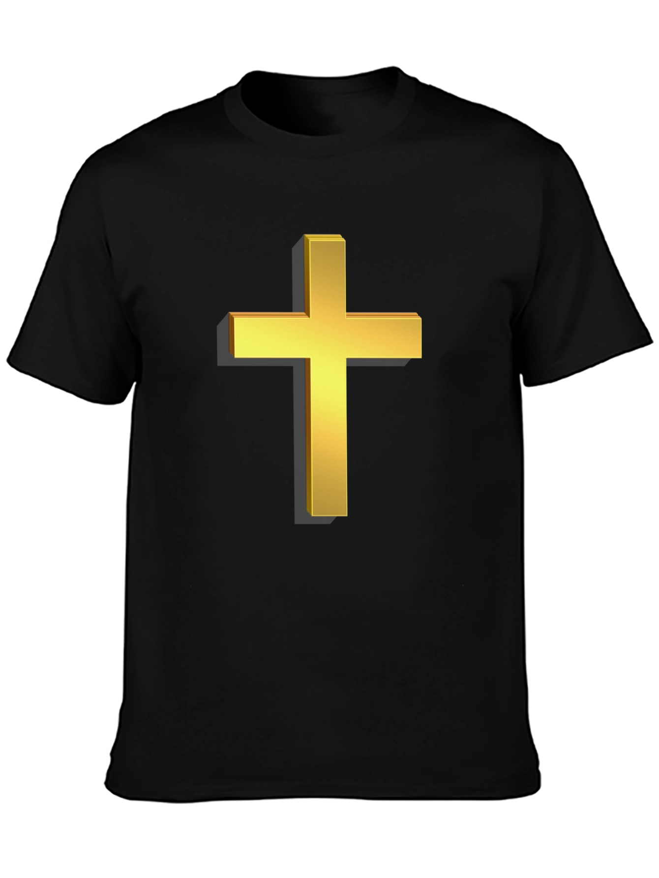 Gold Cross Graphic Black T-Shirt