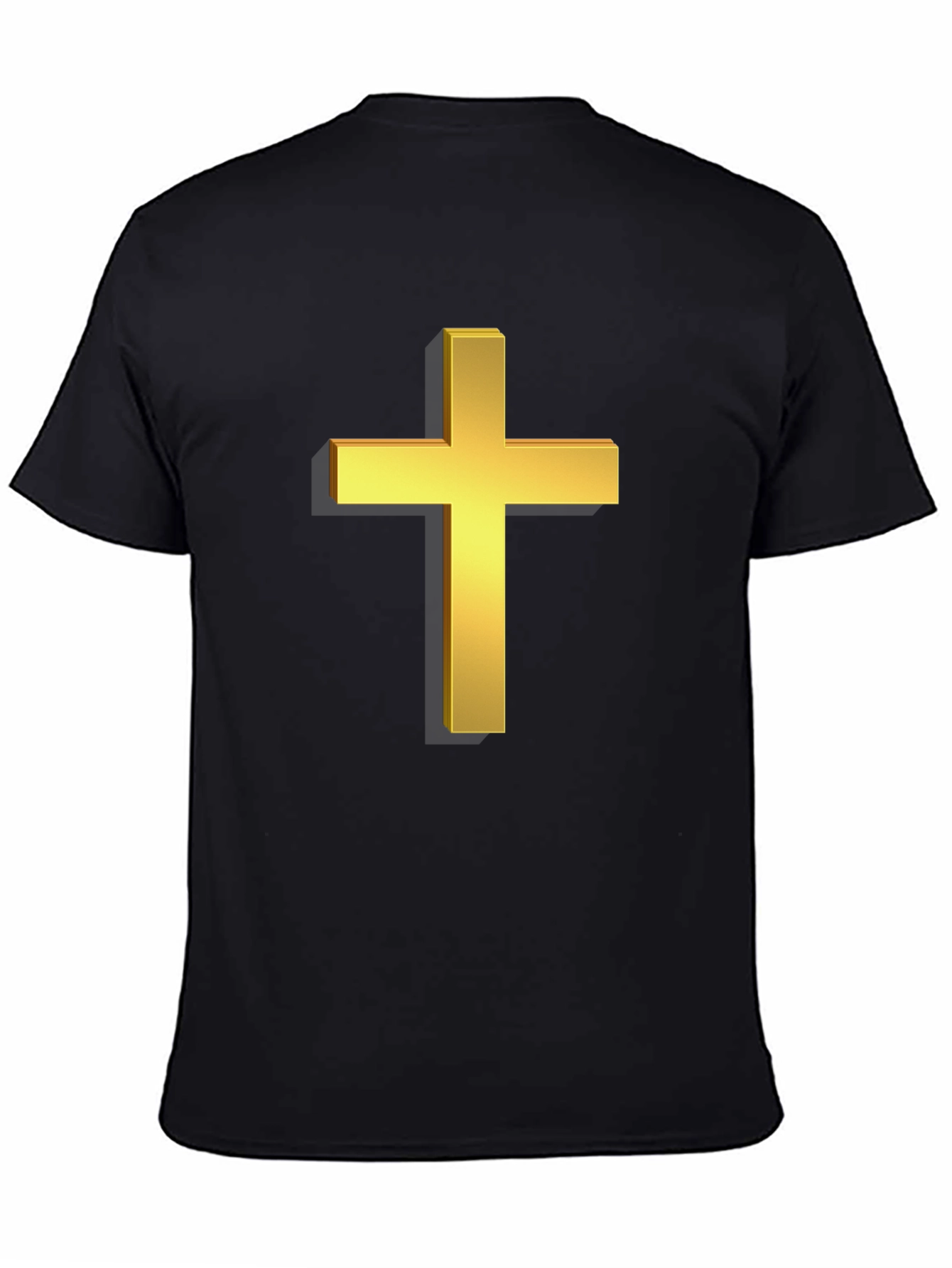 Gold Cross Graphic Black T-Shirt