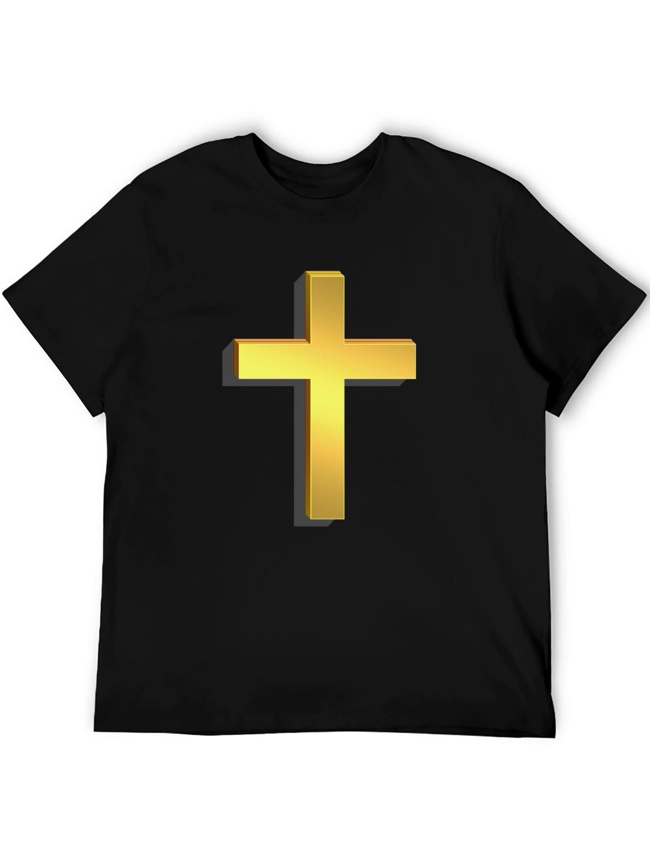 Gold Cross Graphic Black T-Shirt