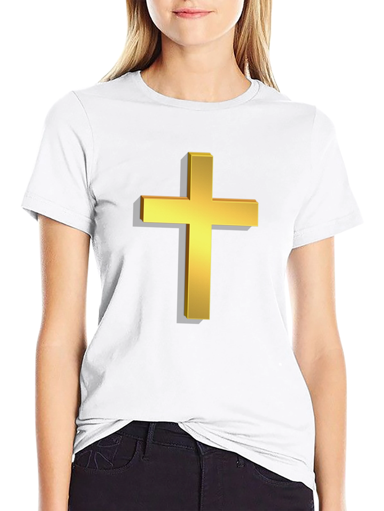 Gold Cross Graphic Black T-Shirt