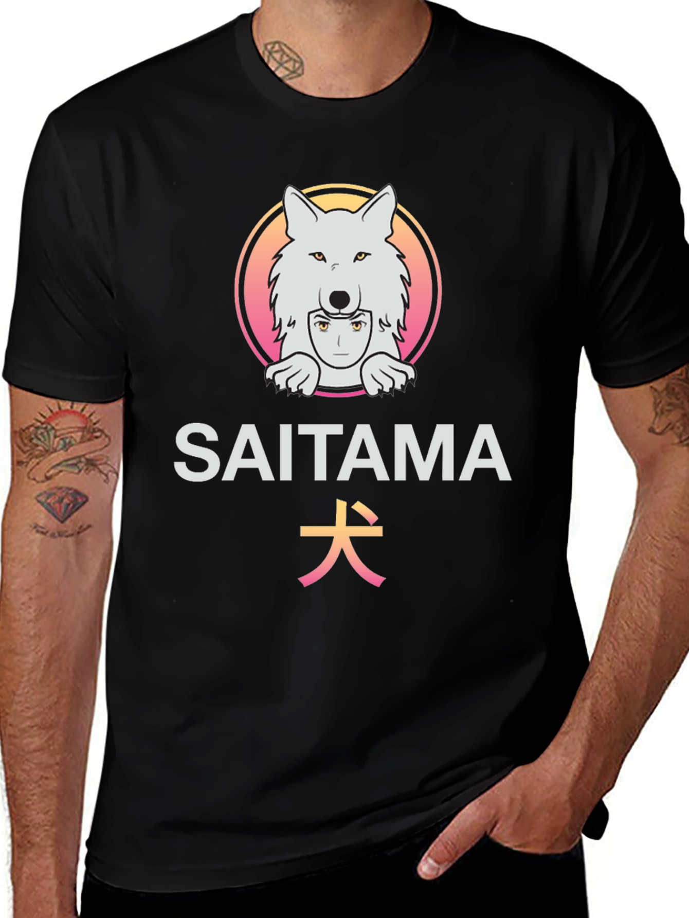Saitama Anime Graphic T-Shirt - Unique Wolf Design