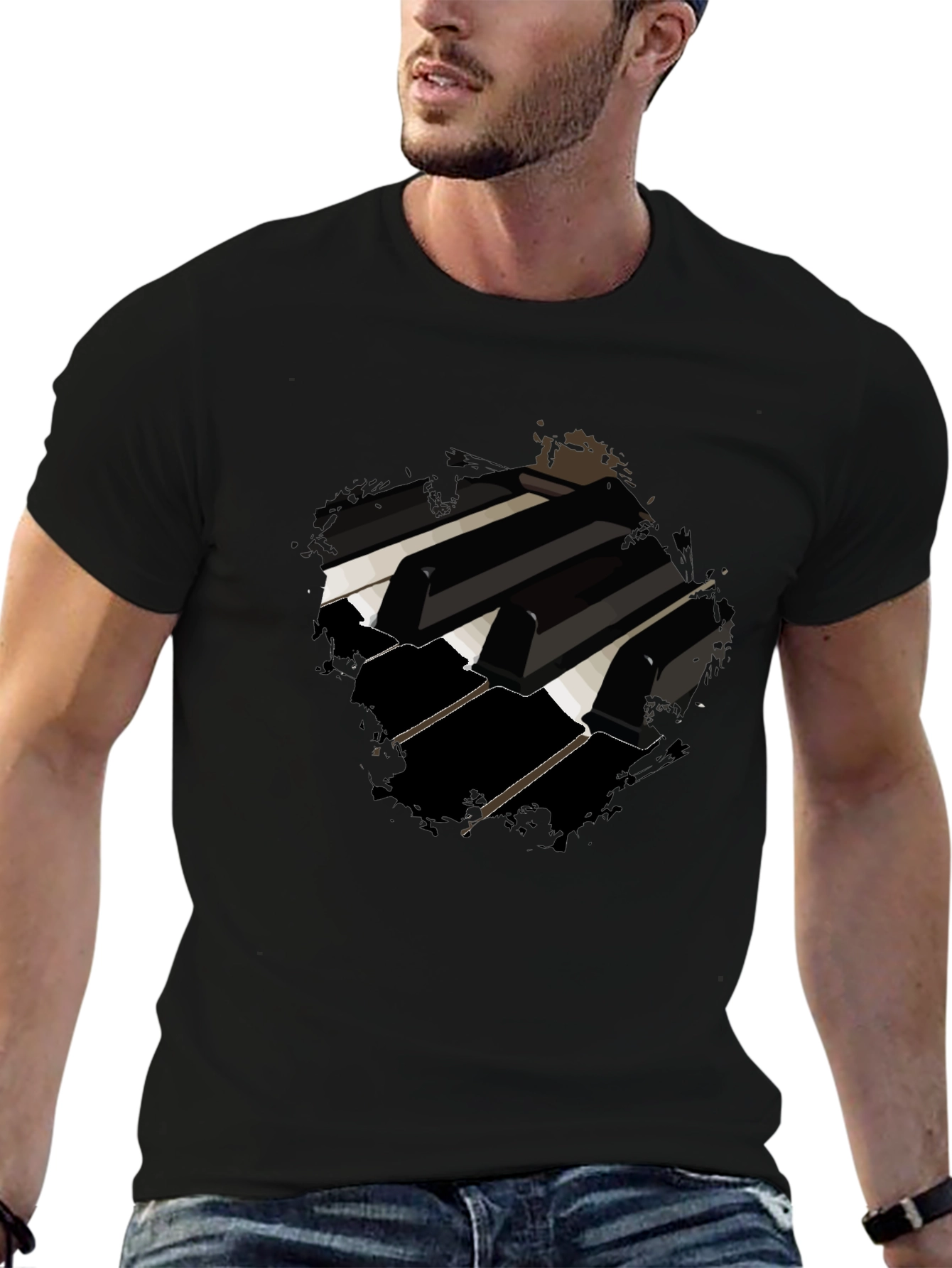 Piano Keys Graphic Black T-Shirt