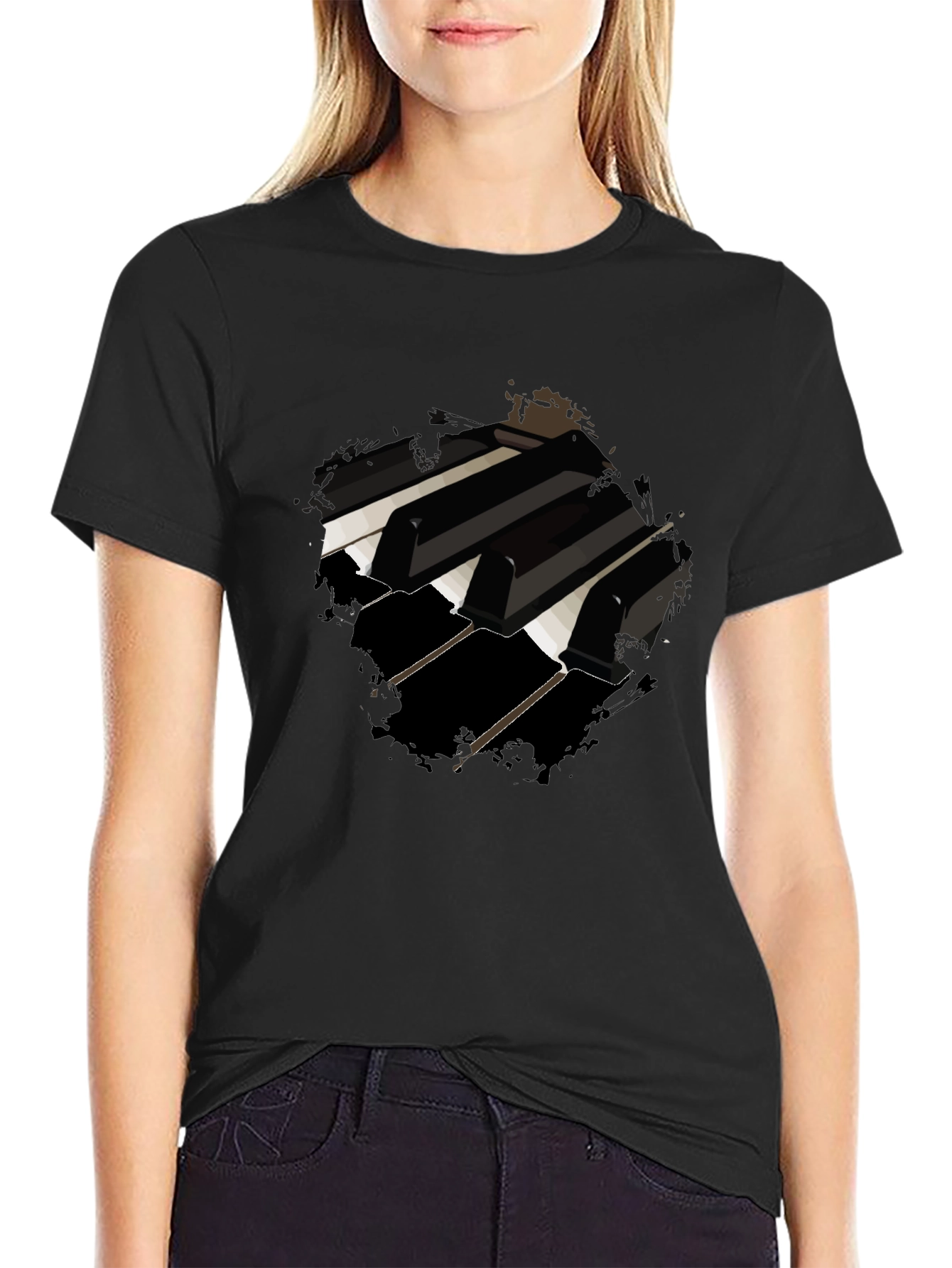 Piano Keys Graphic Black T-Shirt