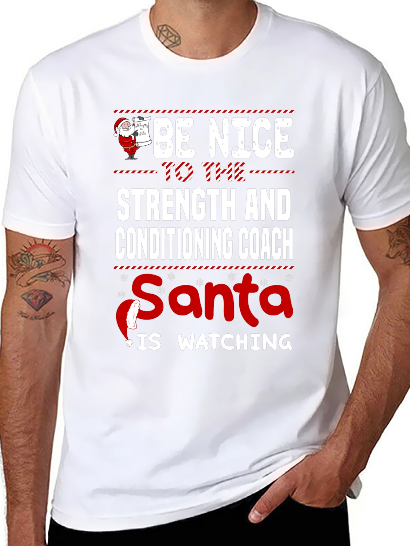 Strength Coach Santa Watching T-Shirt