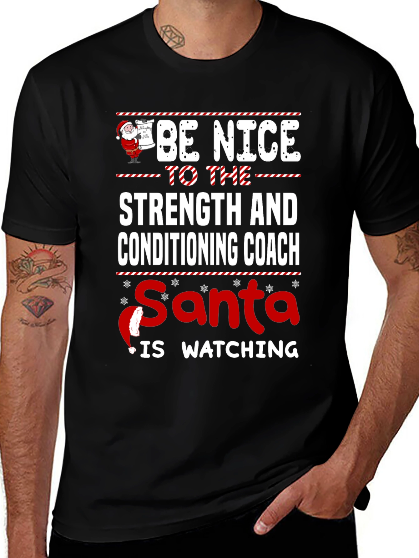 Strength Coach Santa Watching T-Shirt