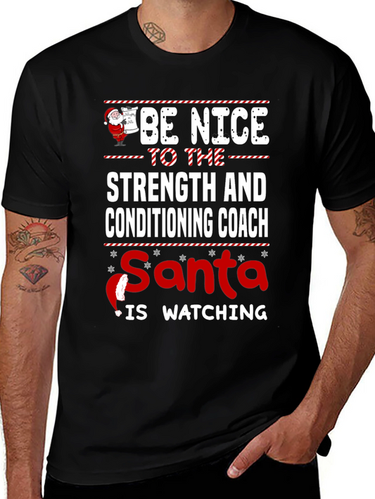 Strength Coach Santa Watching T-Shirt