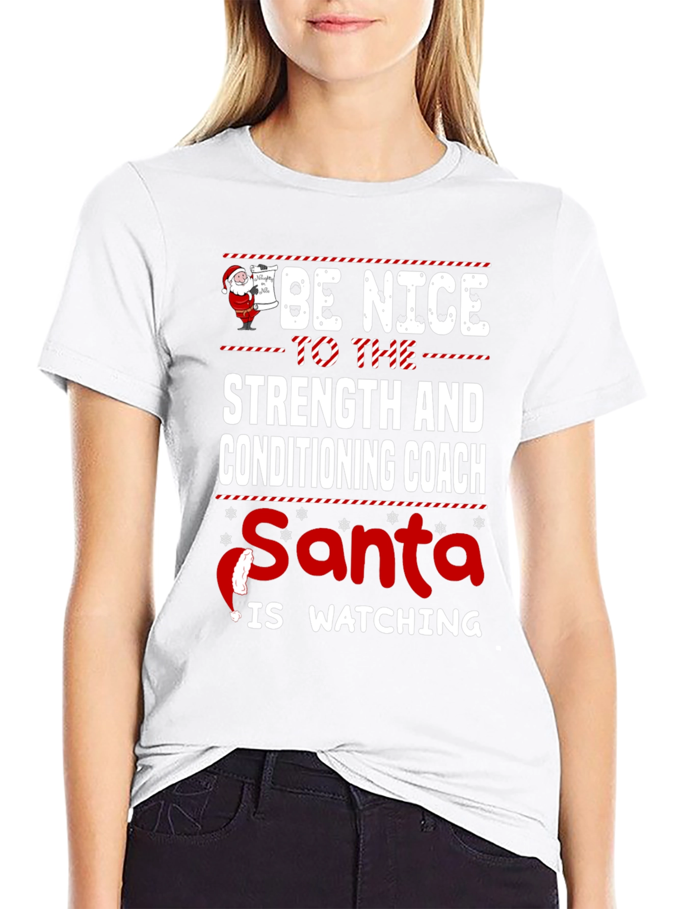 Strength Coach Santa Watching T-Shirt