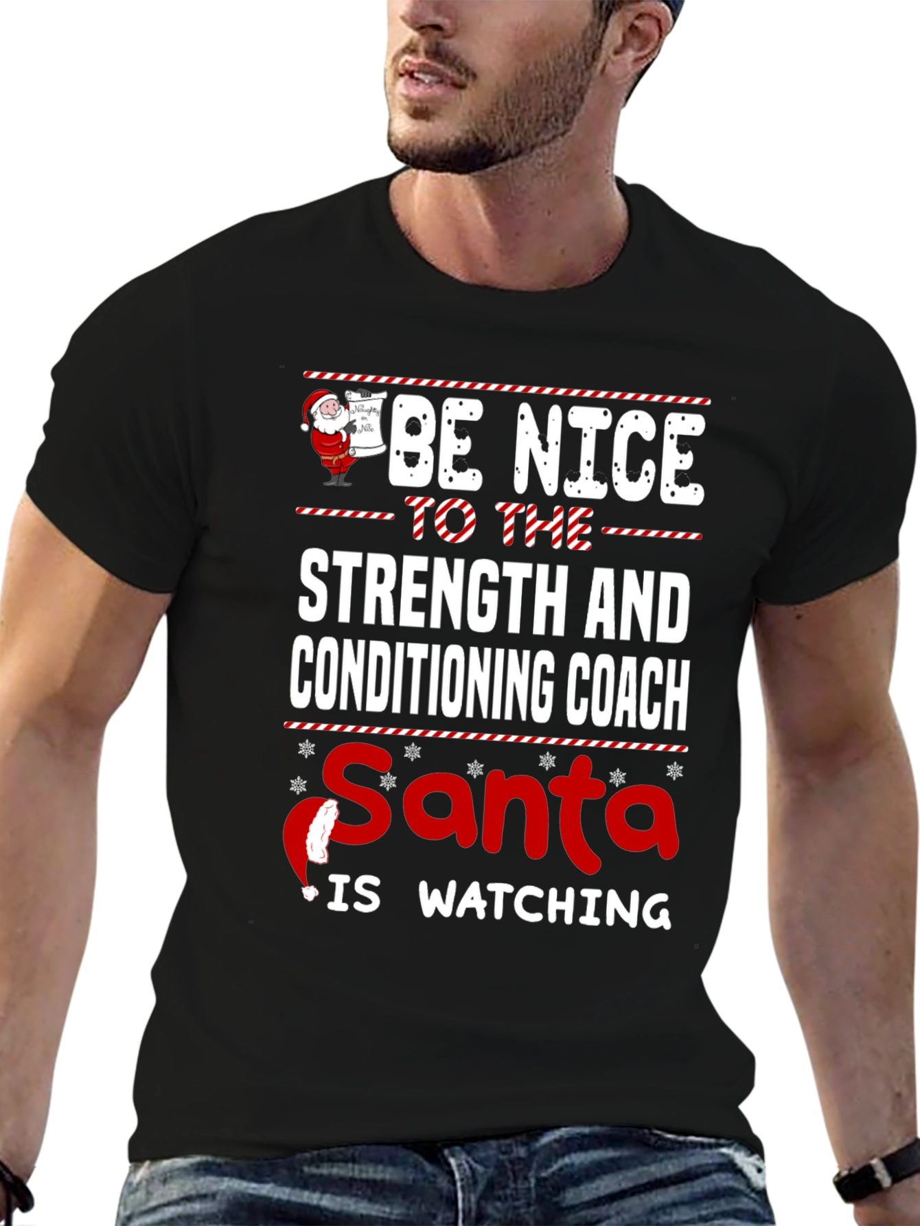 Strength Coach Santa Watching T-Shirt