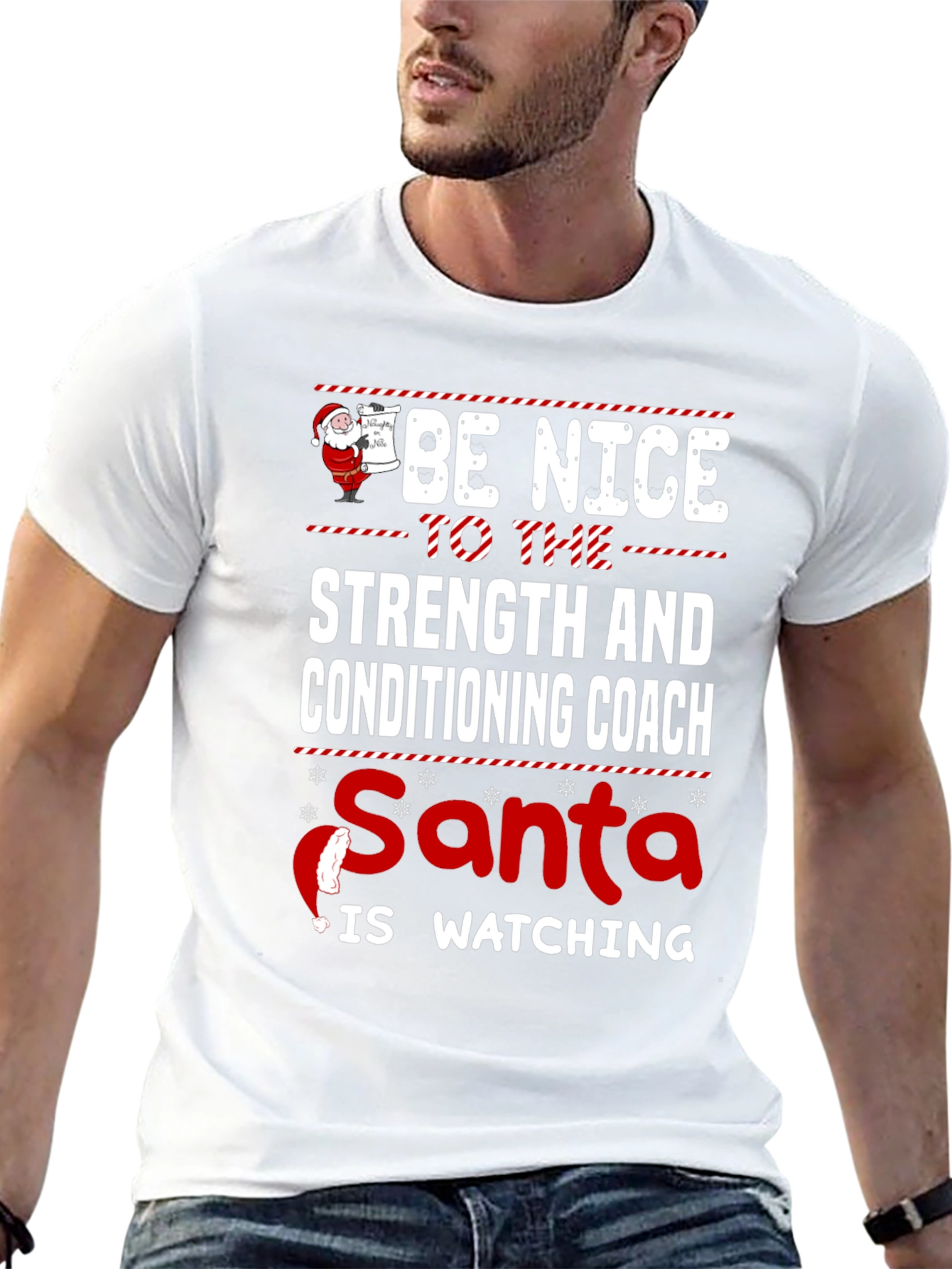 Strength Coach Santa Watching T-Shirt