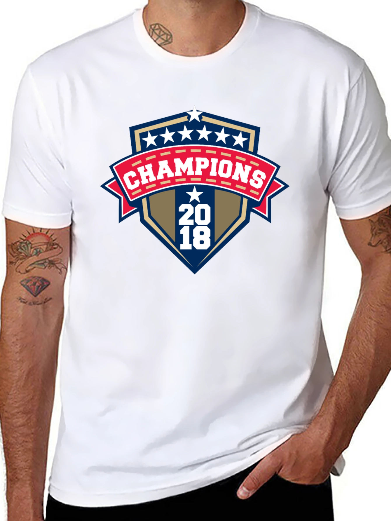 Champions 2018 Graphic Print Black T-Shirt